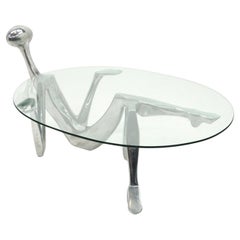 Reclining Figural Coffee Table by Eichengreen & Gensburg, Cast Aluminum Glass