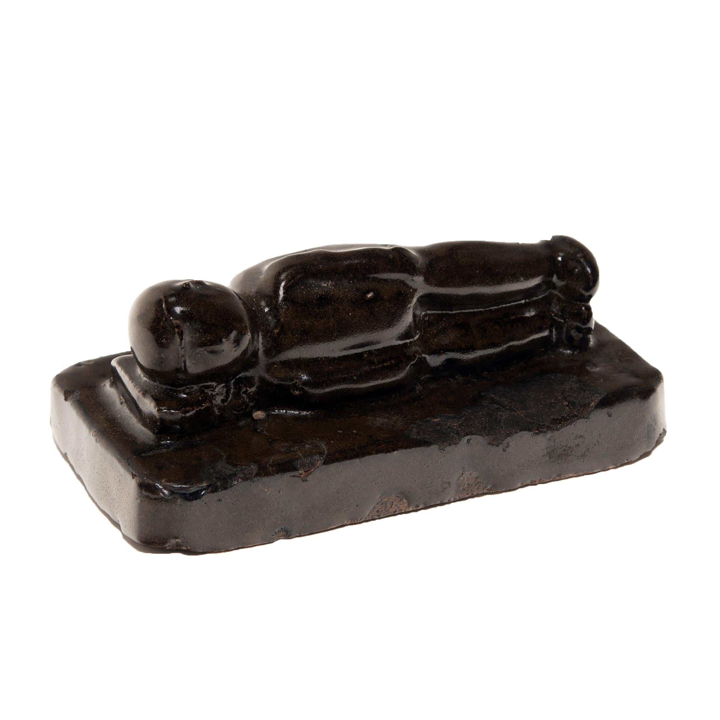 Chinese Reclining Ho Ho Boy Charm Weight, c. 1850 For Sale