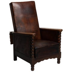 Antique Reclining Leather Armchair