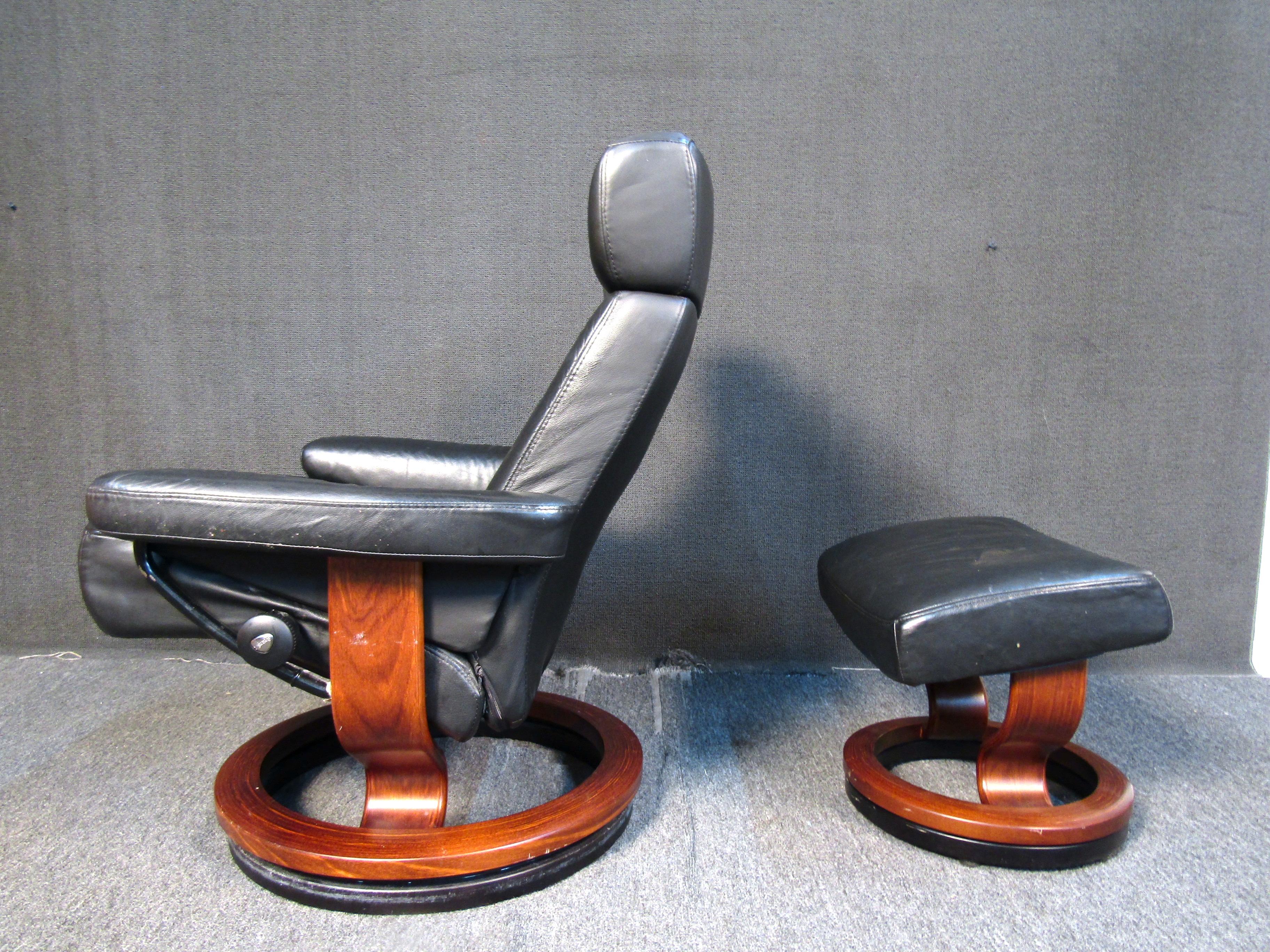 used leather chair and ottoman