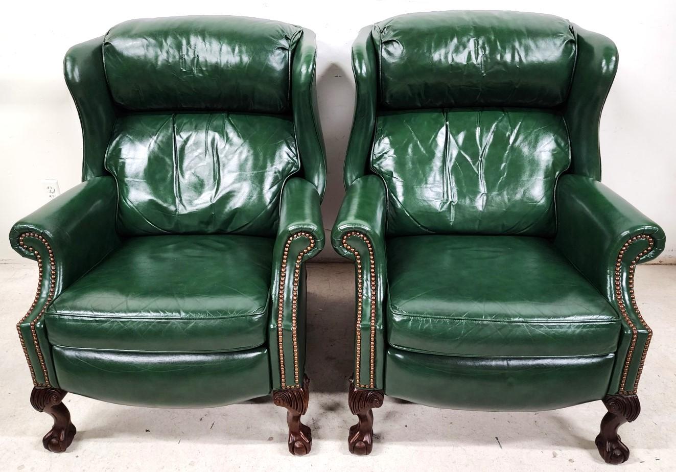 Mid-Century Modern Reclining Leather Chairs by Bradington Young