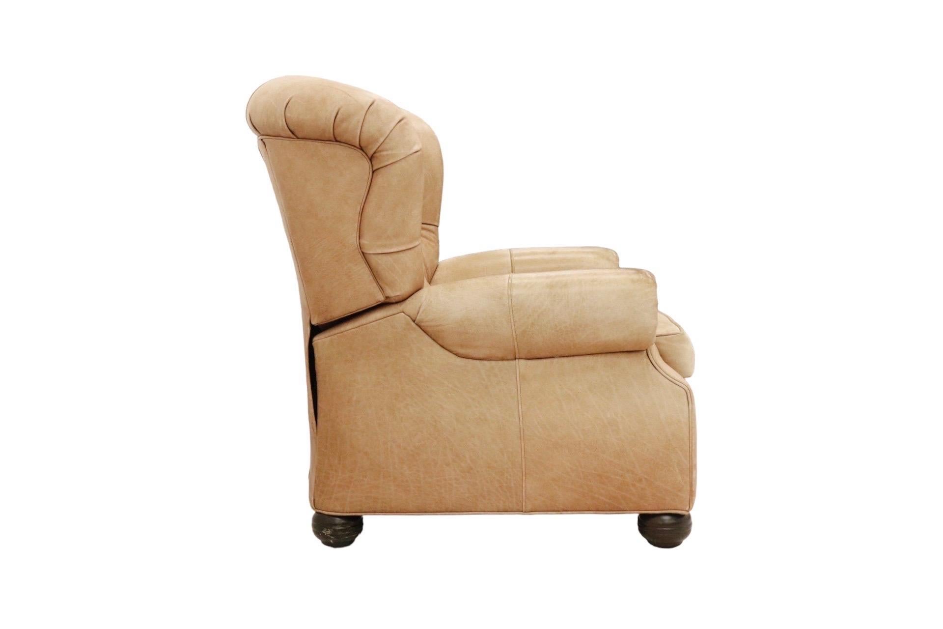 American Reclining Leather Wingback Chair For Sale