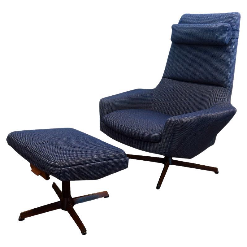 Reclining lounge chair and ottoman by IB Madsen for Madsen & Schübell