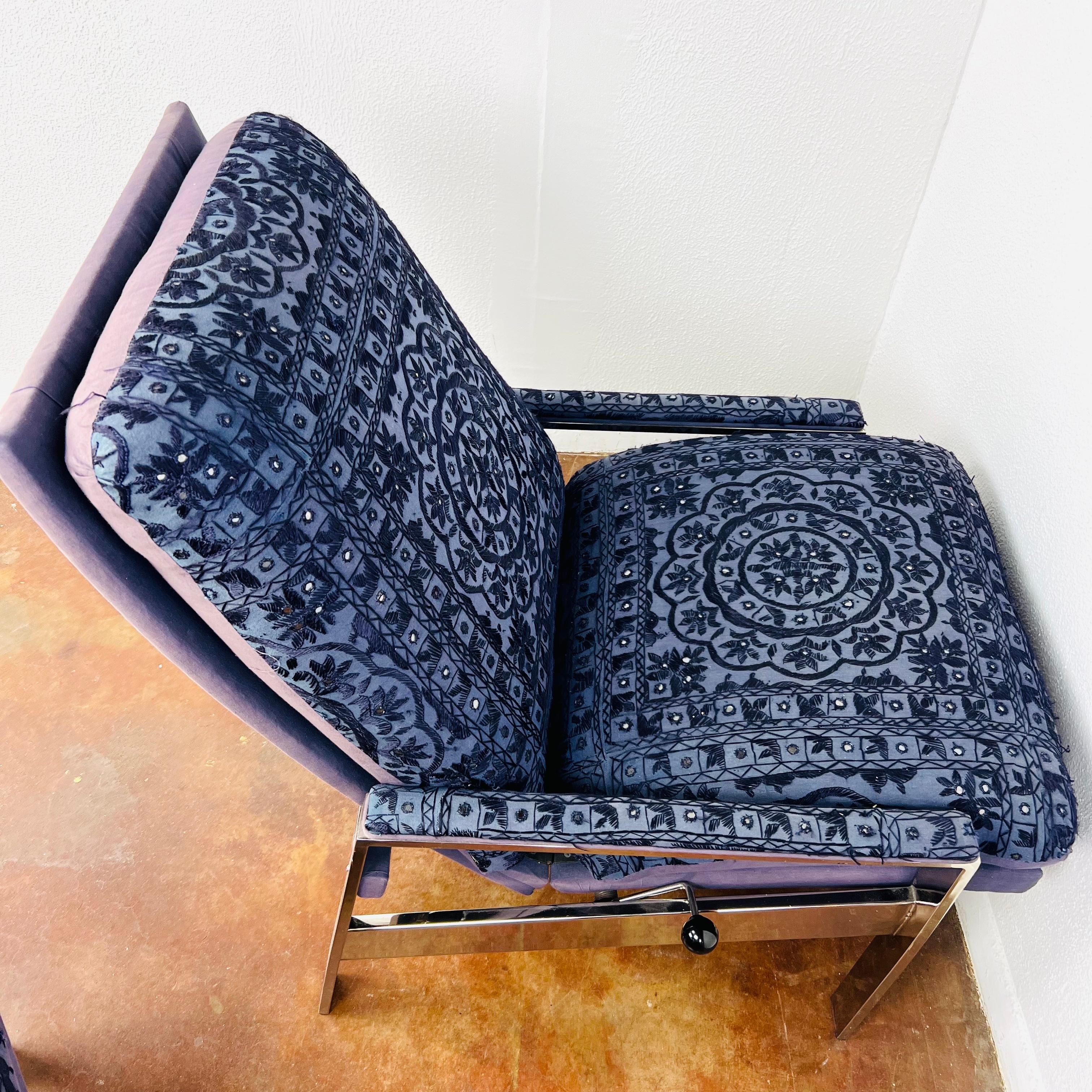 Reclining Lounge Chair and Ottoman in the Style of Milo Baughman For Sale 7