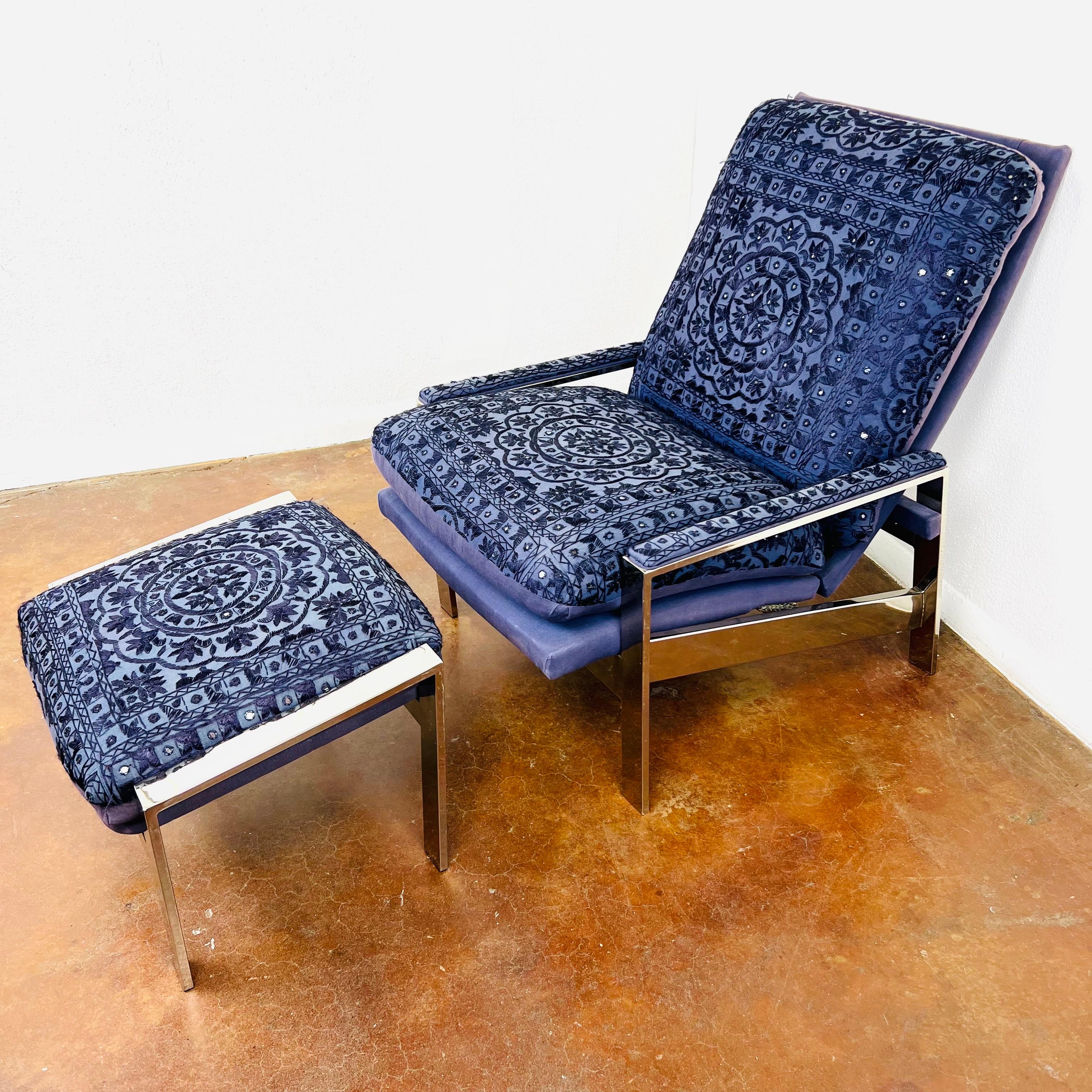 North American Reclining Lounge Chair and Ottoman in the Style of Milo Baughman For Sale