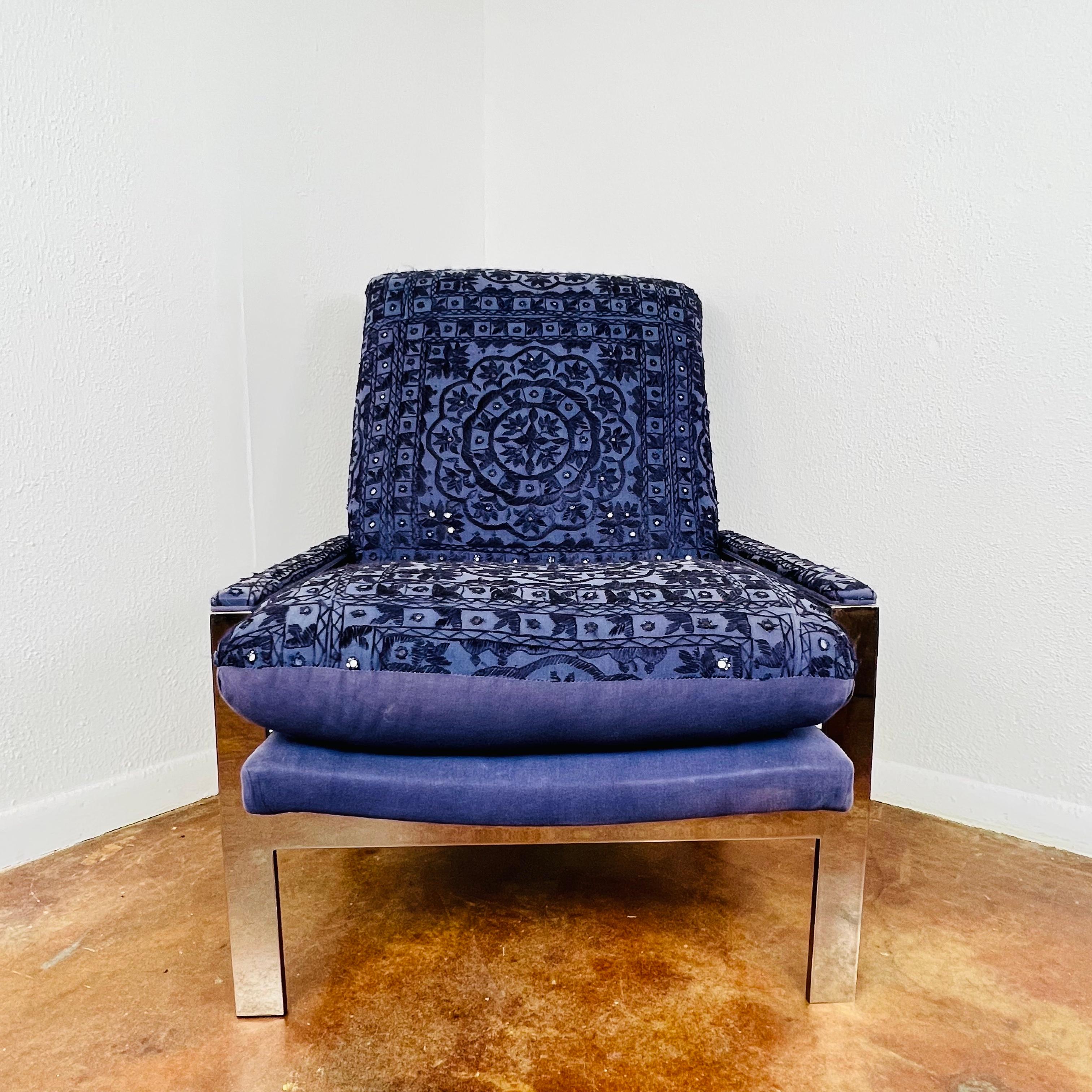Reclining Lounge Chair and Ottoman in the Style of Milo Baughman In Good Condition For Sale In Dallas, TX