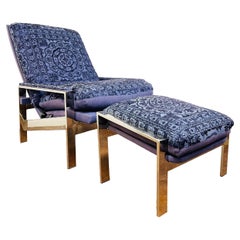 Retro Reclining Lounge Chair and Ottoman in the Style of Milo Baughman
