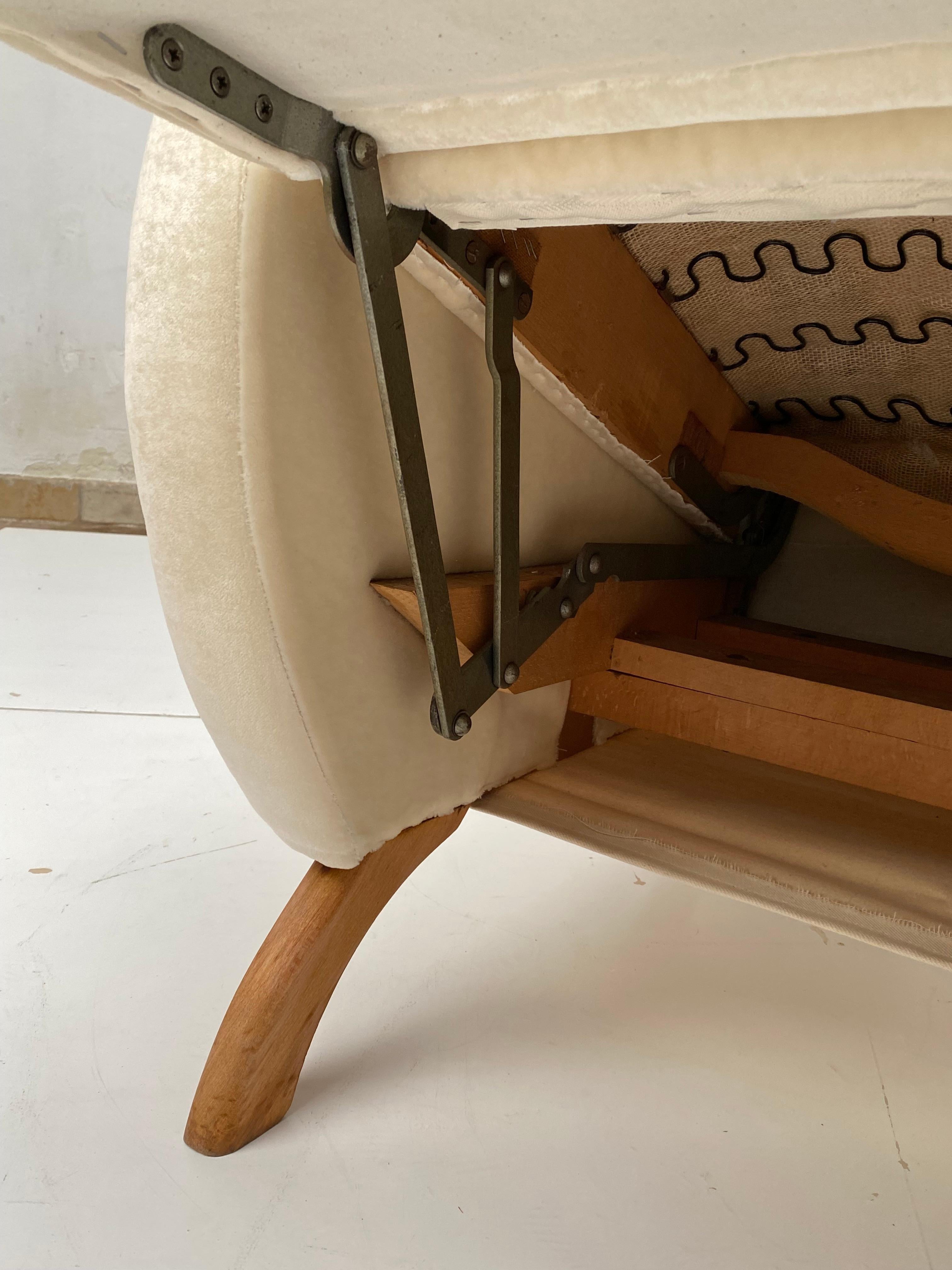 Reclining Lounge Chair Belgium 1950's New Upholstery Dedar Milano Mohair Velvet  5