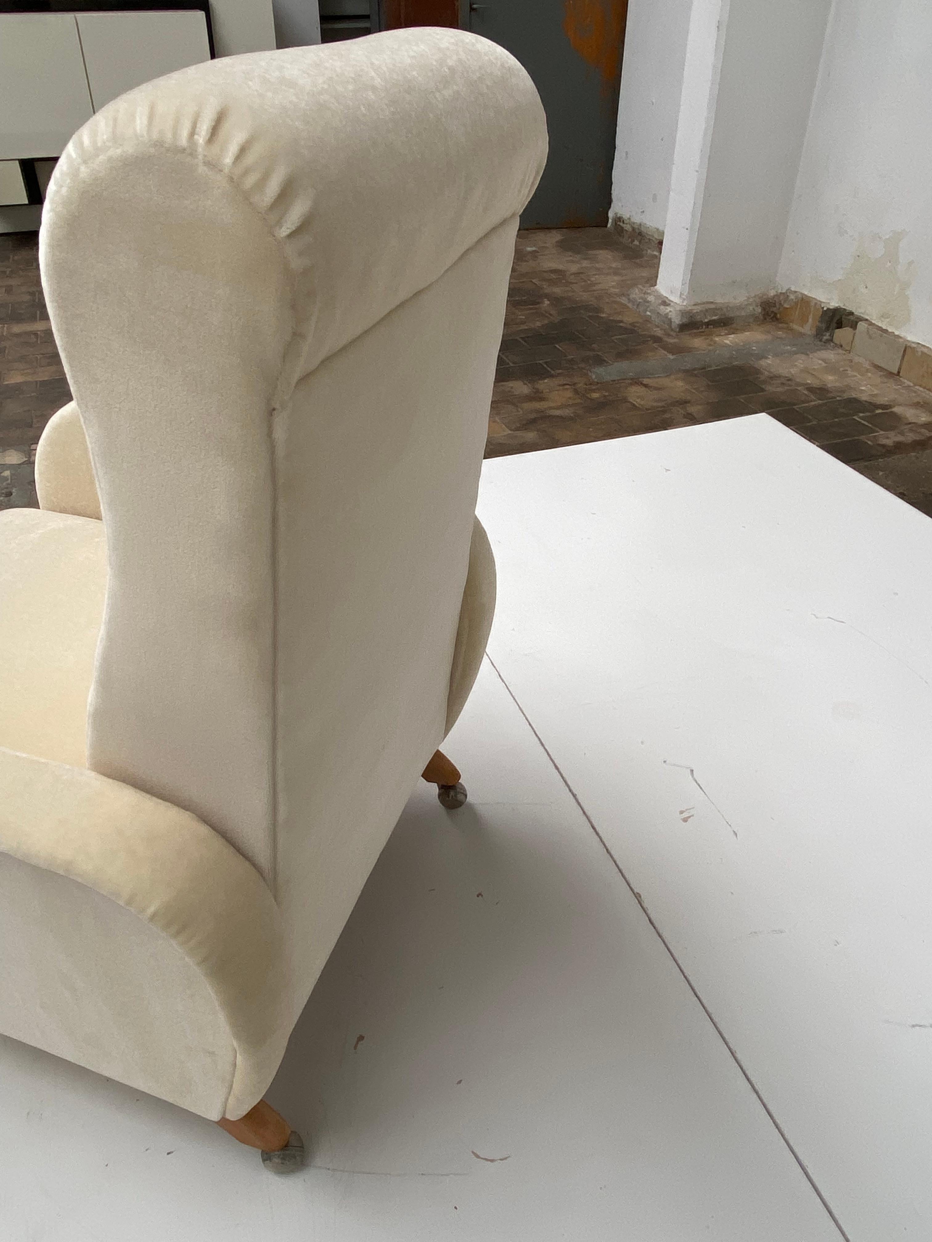 Reclining Lounge Chair Belgium 1950's New Upholstery Dedar Milano Mohair Velvet  9