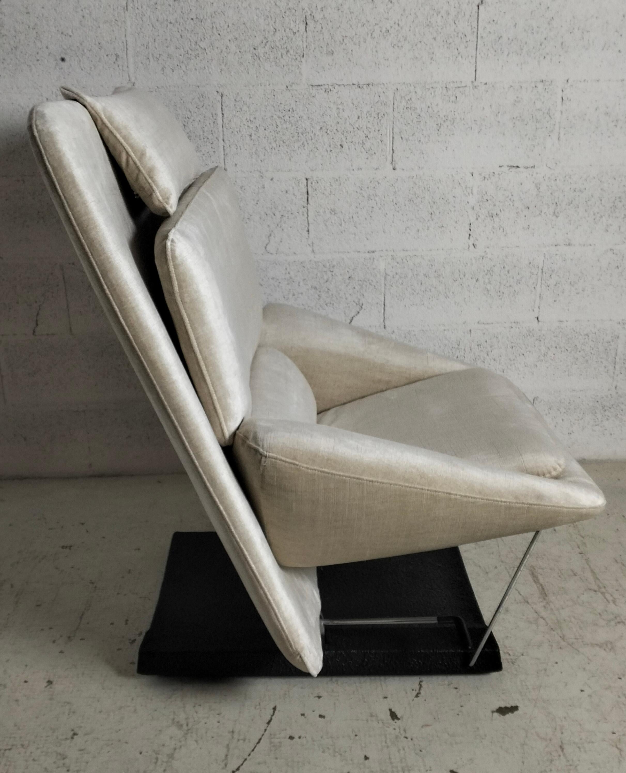 Reclining lounge chair by Vittorio Introini for Saporiti 70s Metal en venta
