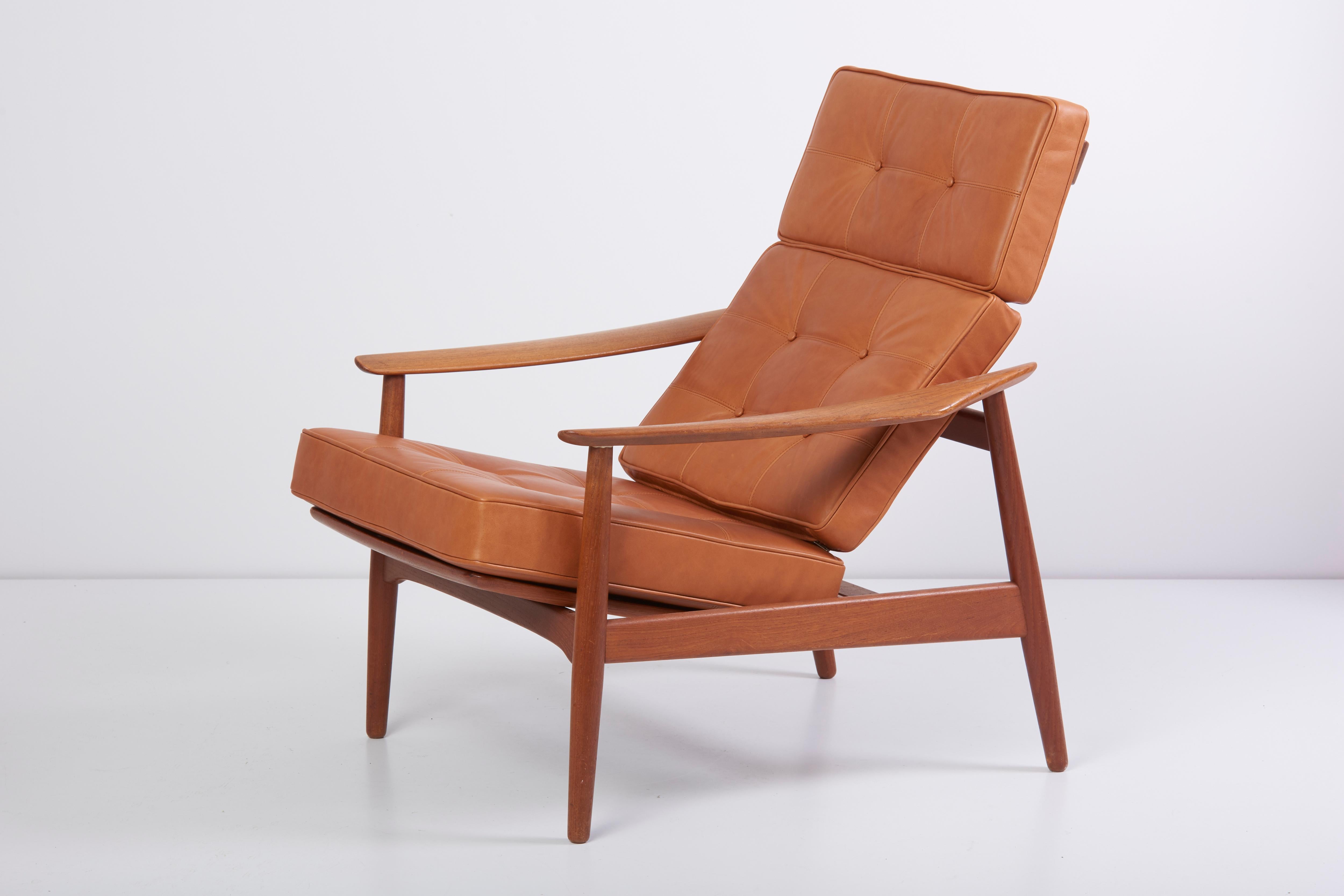Reclining Lounge Chair FD 164 with Ottoman by Arne Vodder, Denmark, 1960s 4