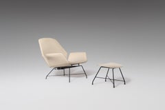 Reclining Lounge ‘Lotus’ Lounge Chair with Hocker by Augusto Bozzi for Saporiti
