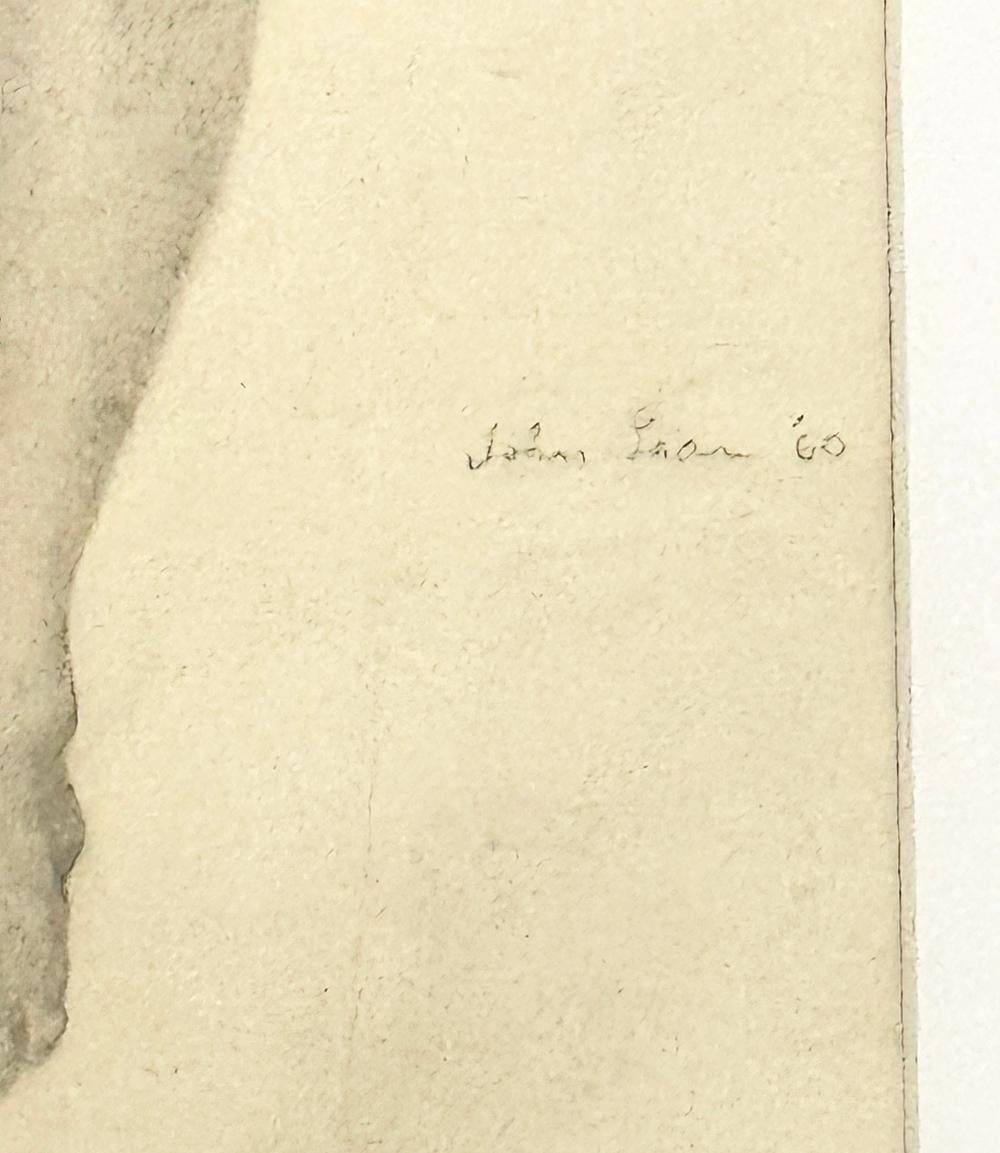 „Reclining Male Nude“, wichtige frühe Bleistiftzeichnung von John B. Lear, 1960 (Moderne der Mitte des Jahrhunderts) im Angebot