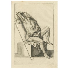 Estudio de desnudo masculino reclinado según el manual de dibujo alemán de Lairesse, ca.1745