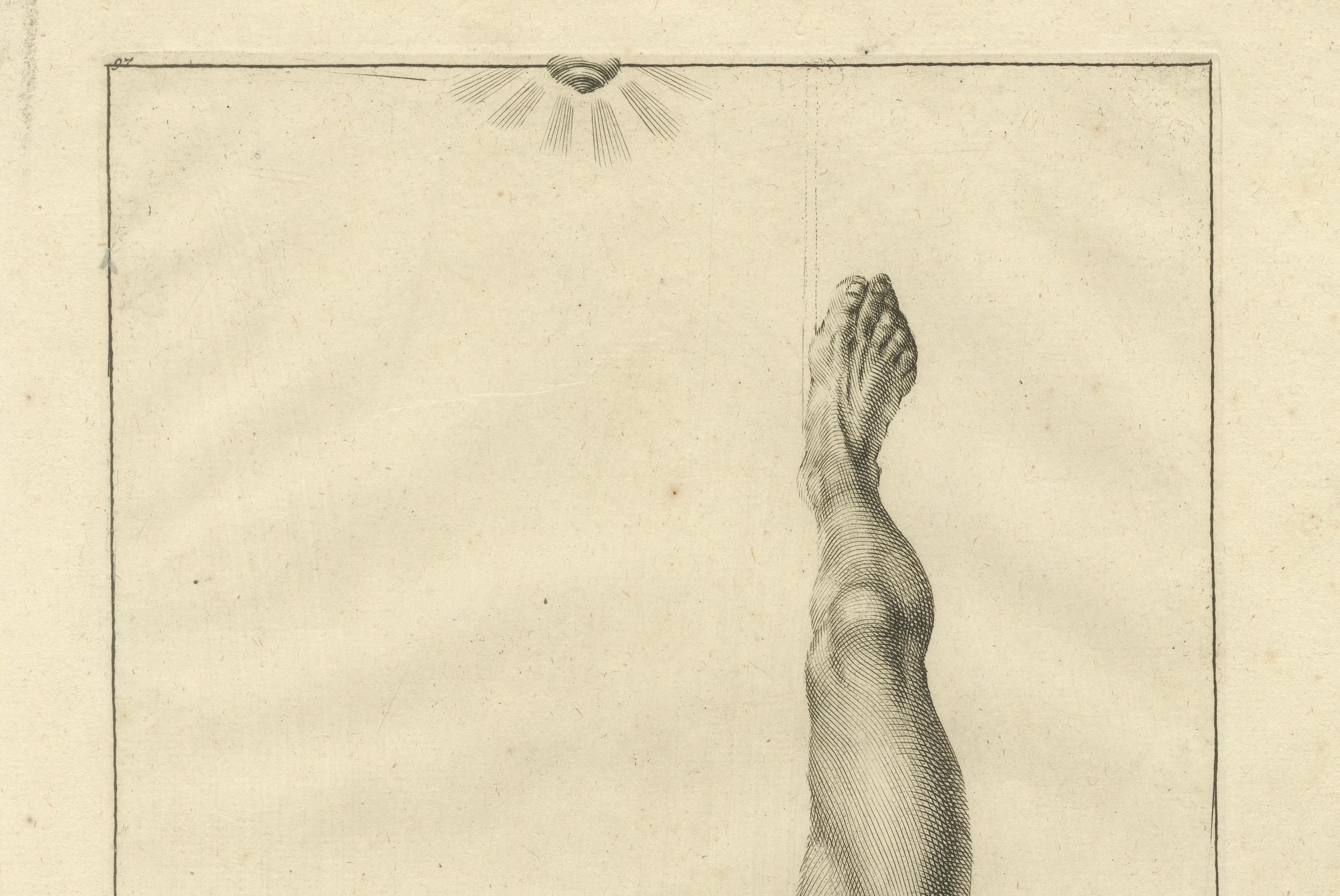 Reclining Male Nude with Raised Leg after de Lairesse German Manual, c1745