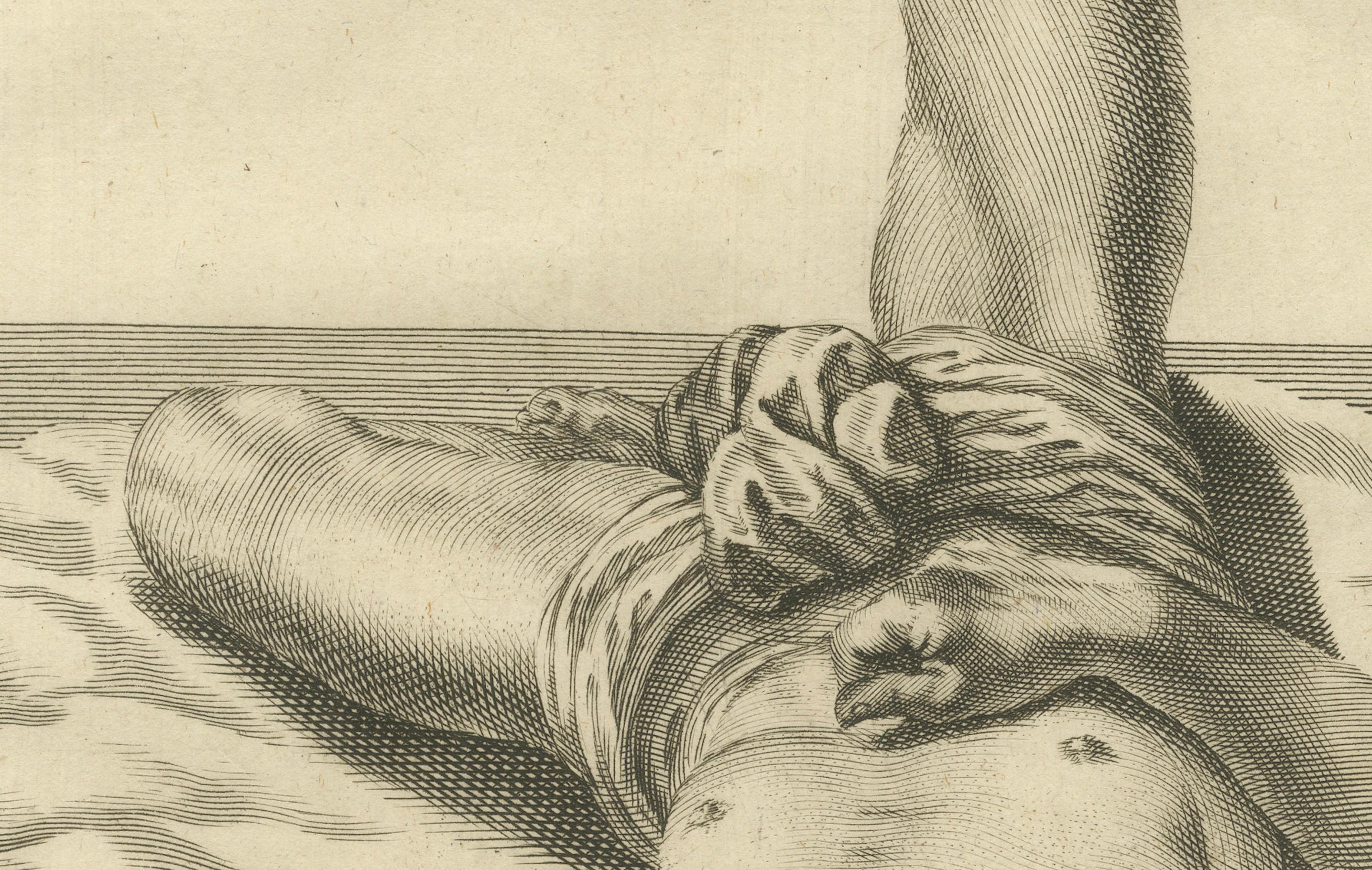 Reclining Male Nude with Raised Leg after de Lairesse German Manual, c1745