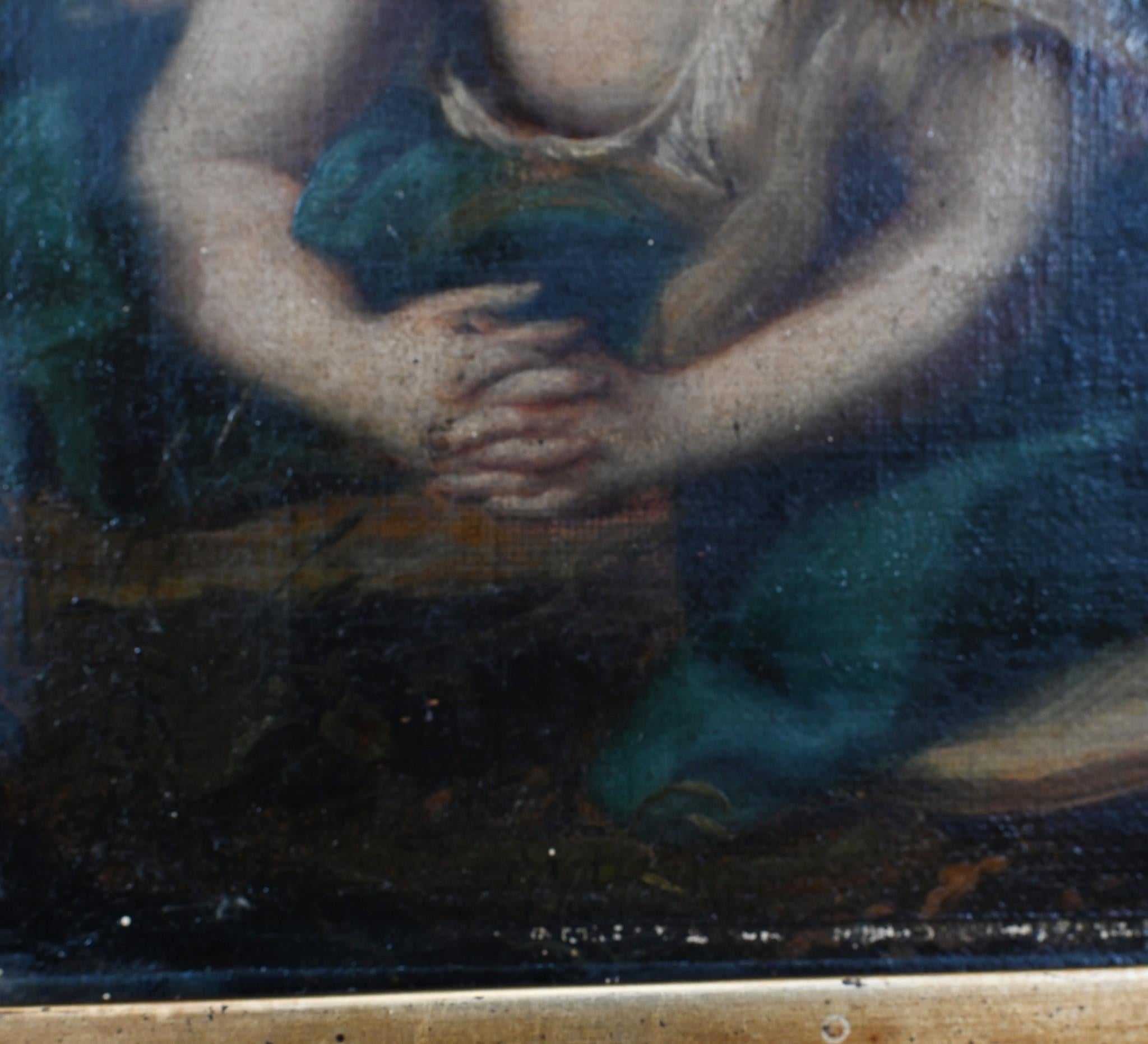 Reclining Mary Magdalena Reading Oil Painting After Pompeo Batoni 1