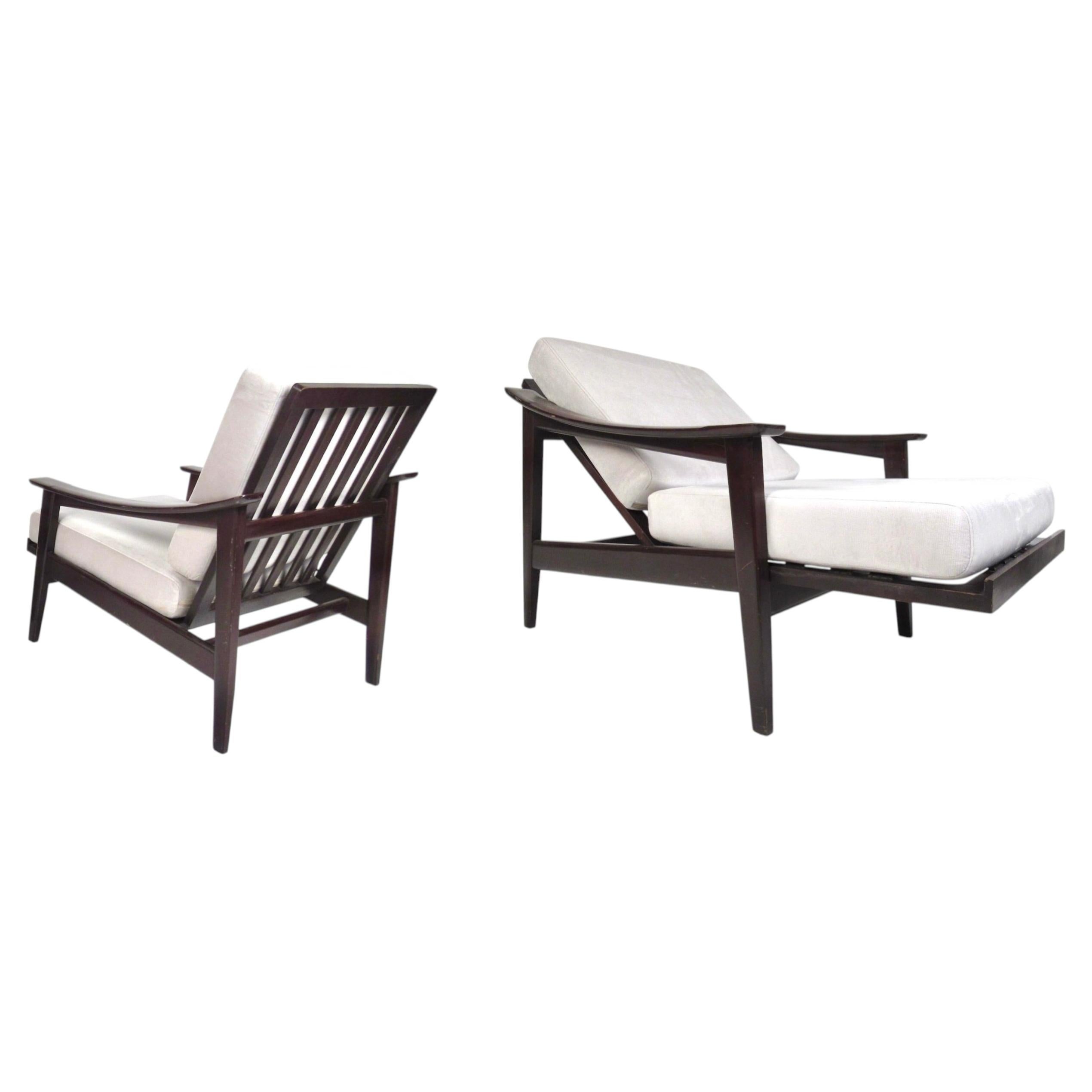 Reclining Mid-Century Armchairs w/ Adjustable Backrest For Sale