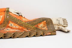 Reclining Nepalese Buddha Statue - Painted Buddhist Interiors Sculpture