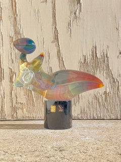 Sculpture d'art abstraite italienne en verre de Murano d'Oscar Zanetti, nu couché