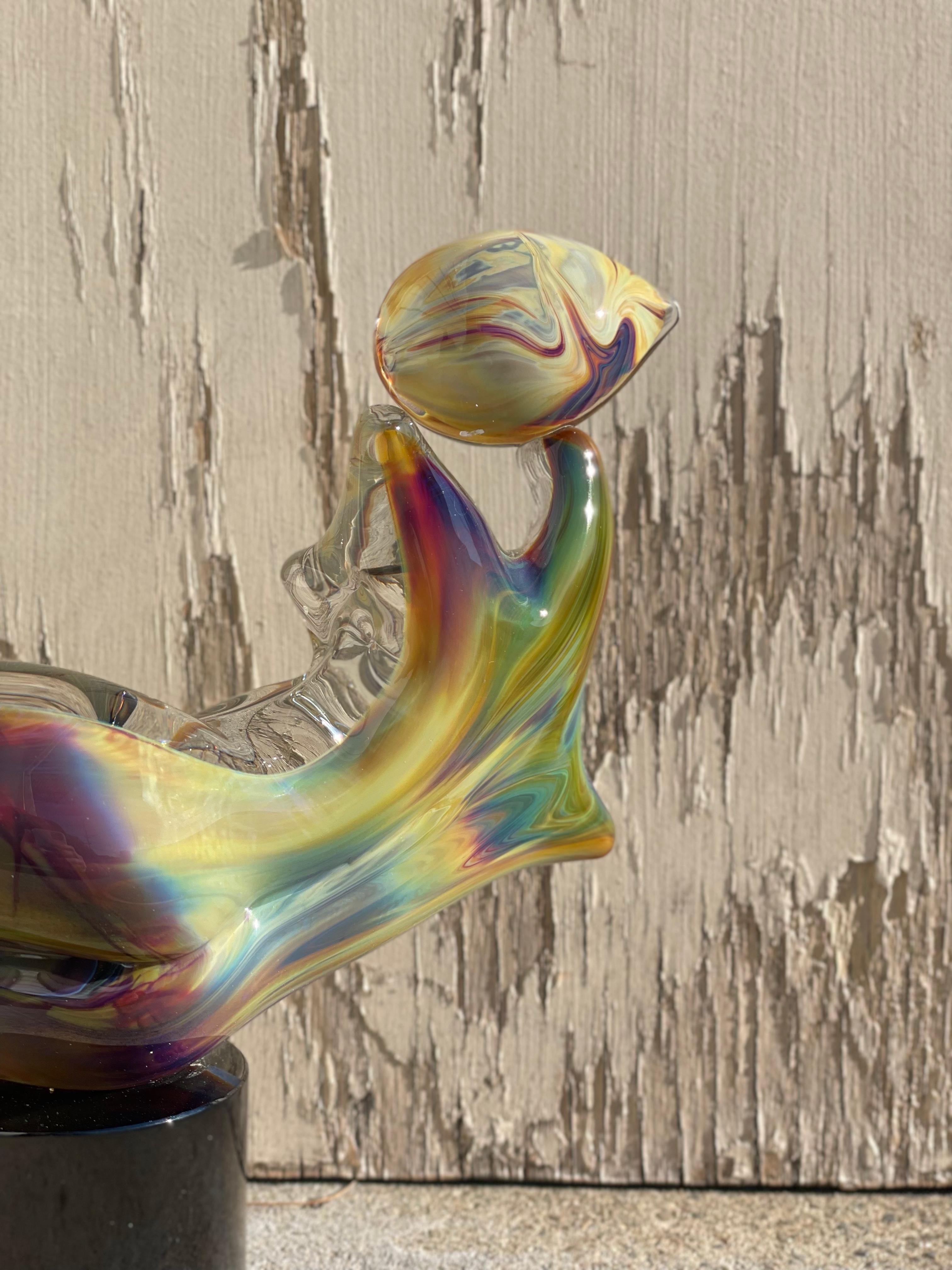 Hand-Crafted Reclining Nude Abstract Italian Murano Art Glass Sculpture by, Oscar Zanetti