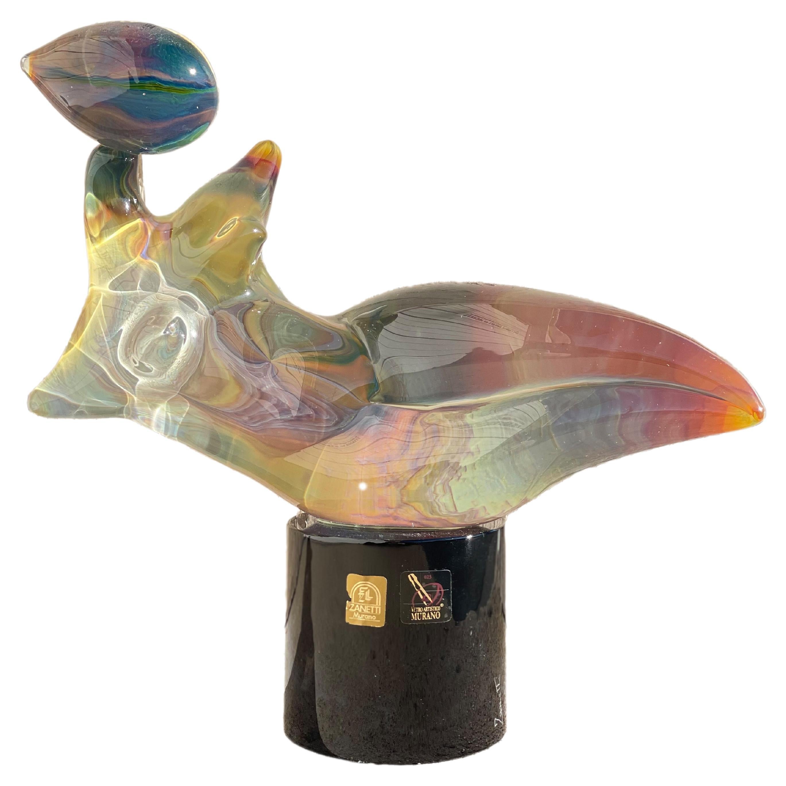 Reclining Nude Abstract Italian Murano Art Glass Sculpture by, Oscar Zanetti