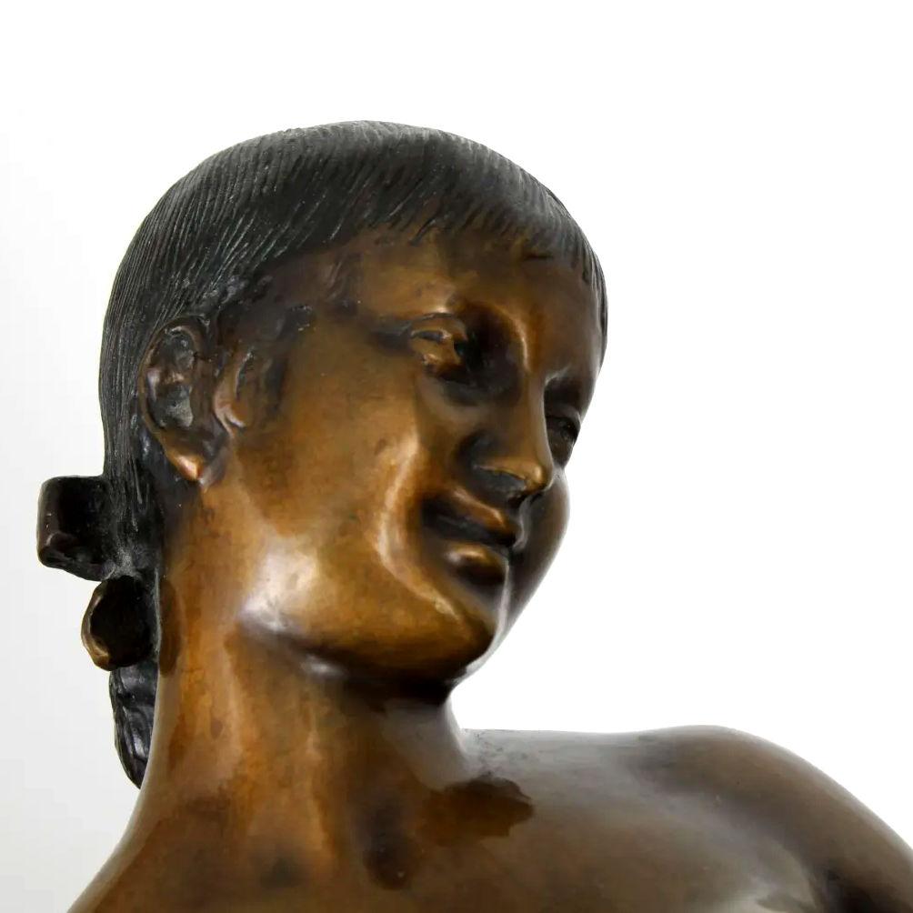 European Reclining Nude Bronze Sculpture After Ary Bitter For Sale
