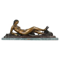 Reclining Nude Bronze Sculpture After Ary Bitter