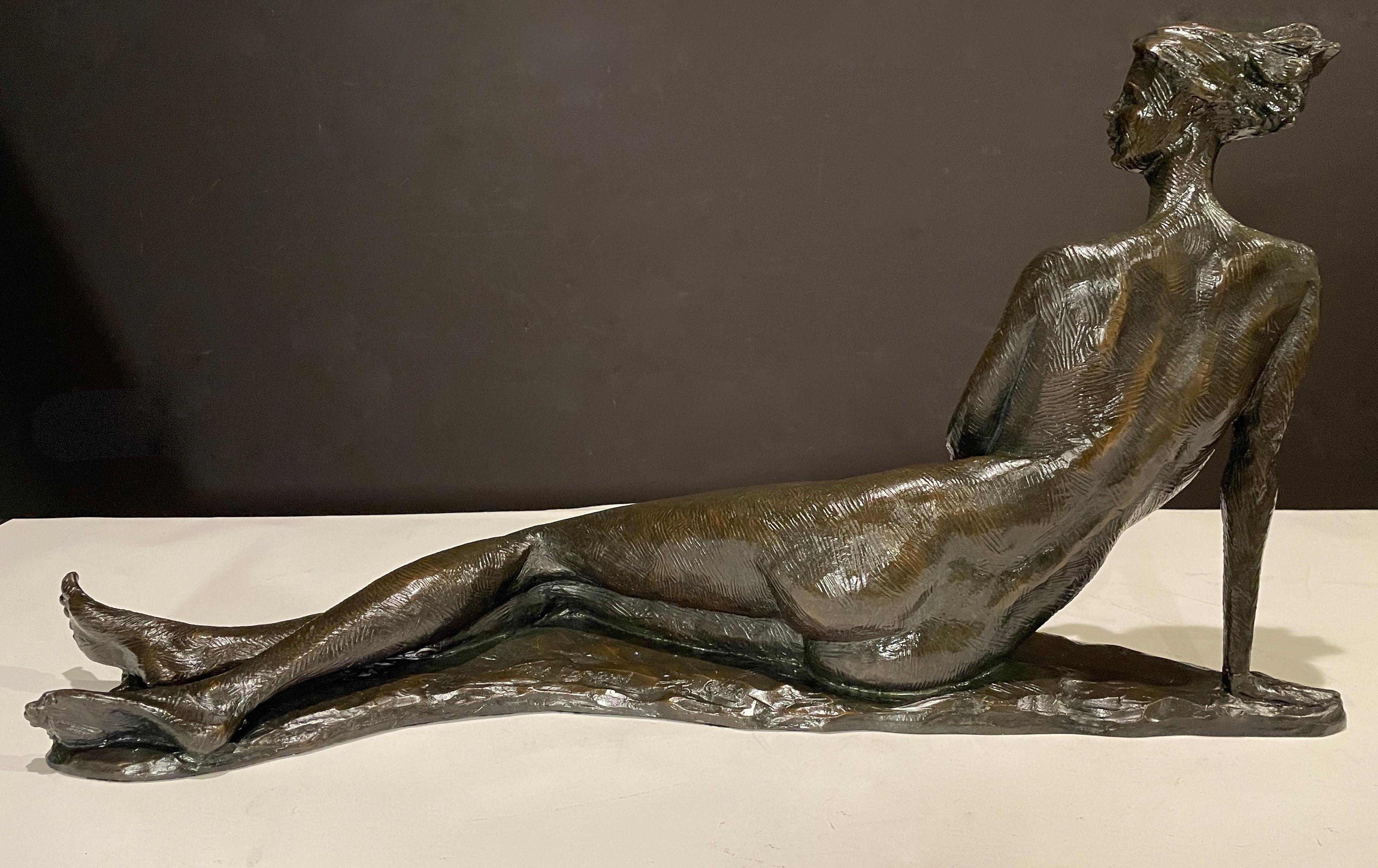 Contemporary Reclining Nude Female Bronze Sculpture by Thomas Corbin