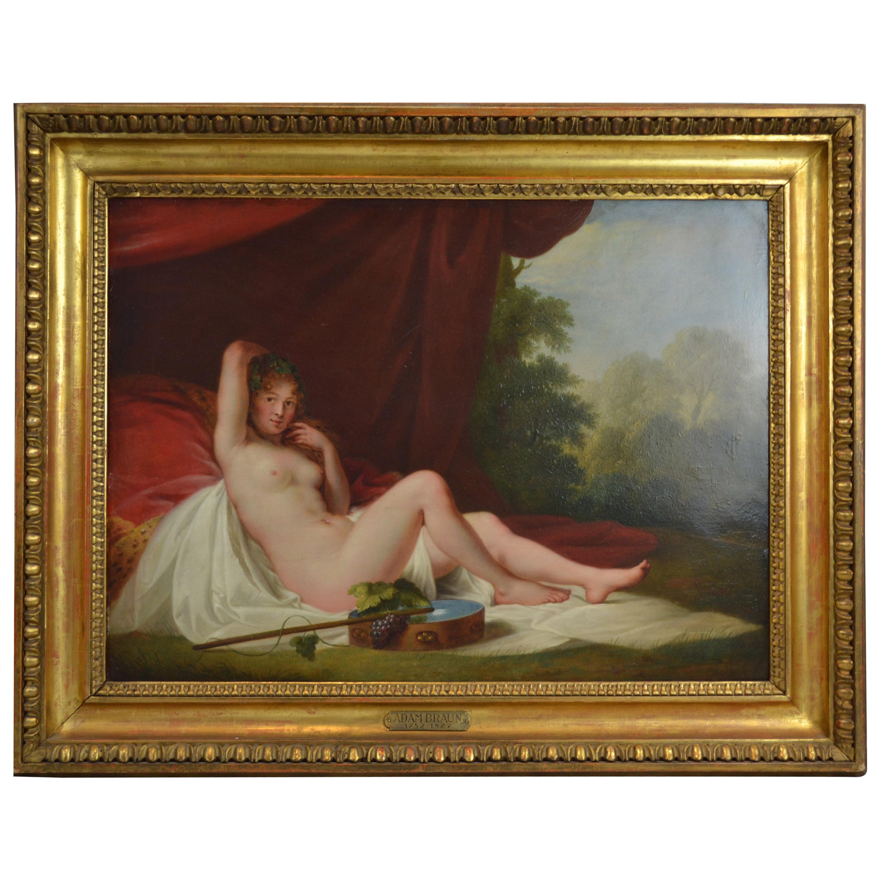 18th C, Oil on Copper of a Nude After Titian's Venus of Urbino by Adam J. Braun For Sale