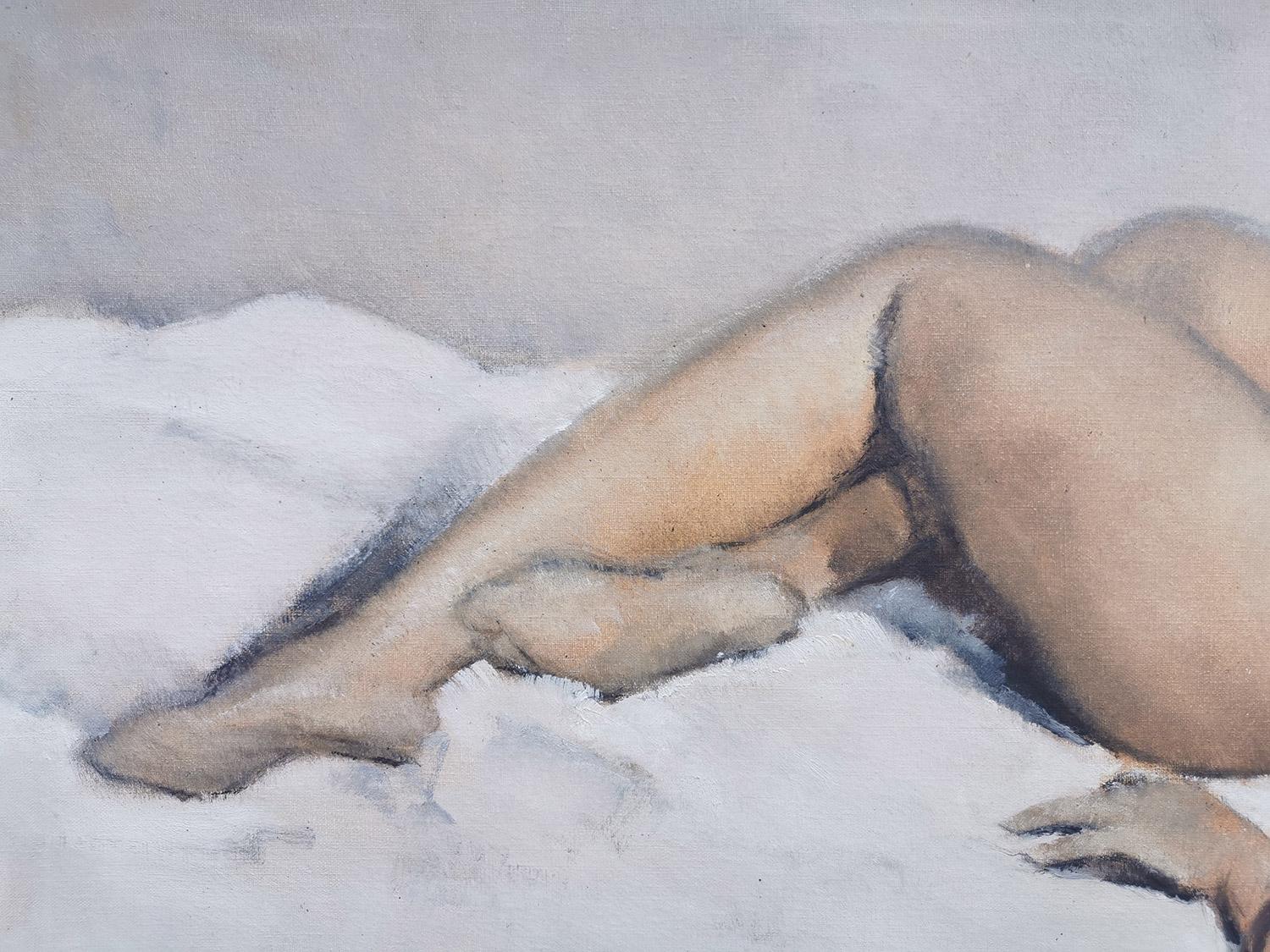 Art Deco Reclining Nude Paiting, Georges Guinegault, France 1950 For Sale