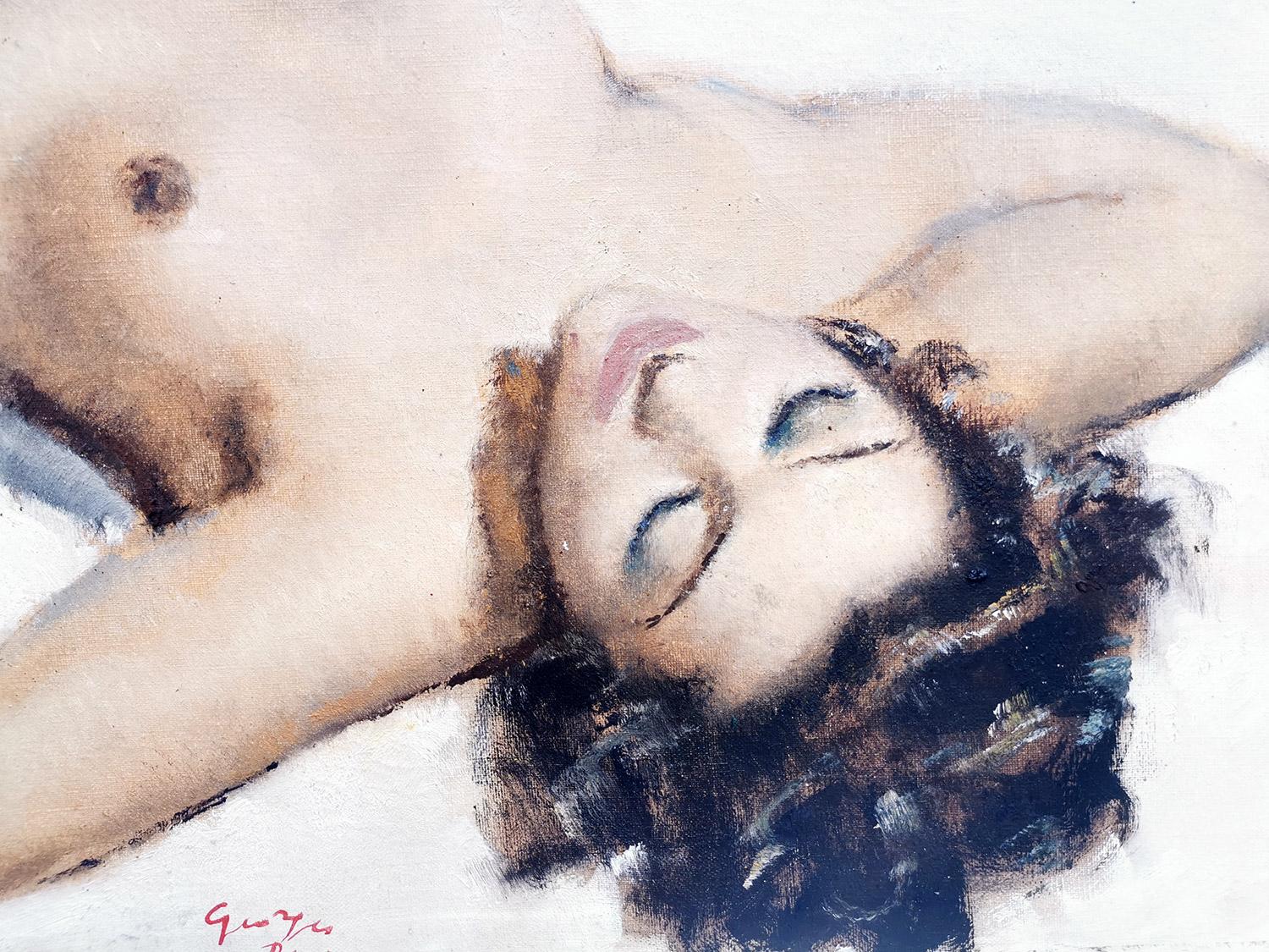 Reclining Nude Paiting, Georges Guinegault, France 1950 In Good Condition For Sale In Albignasego, IT