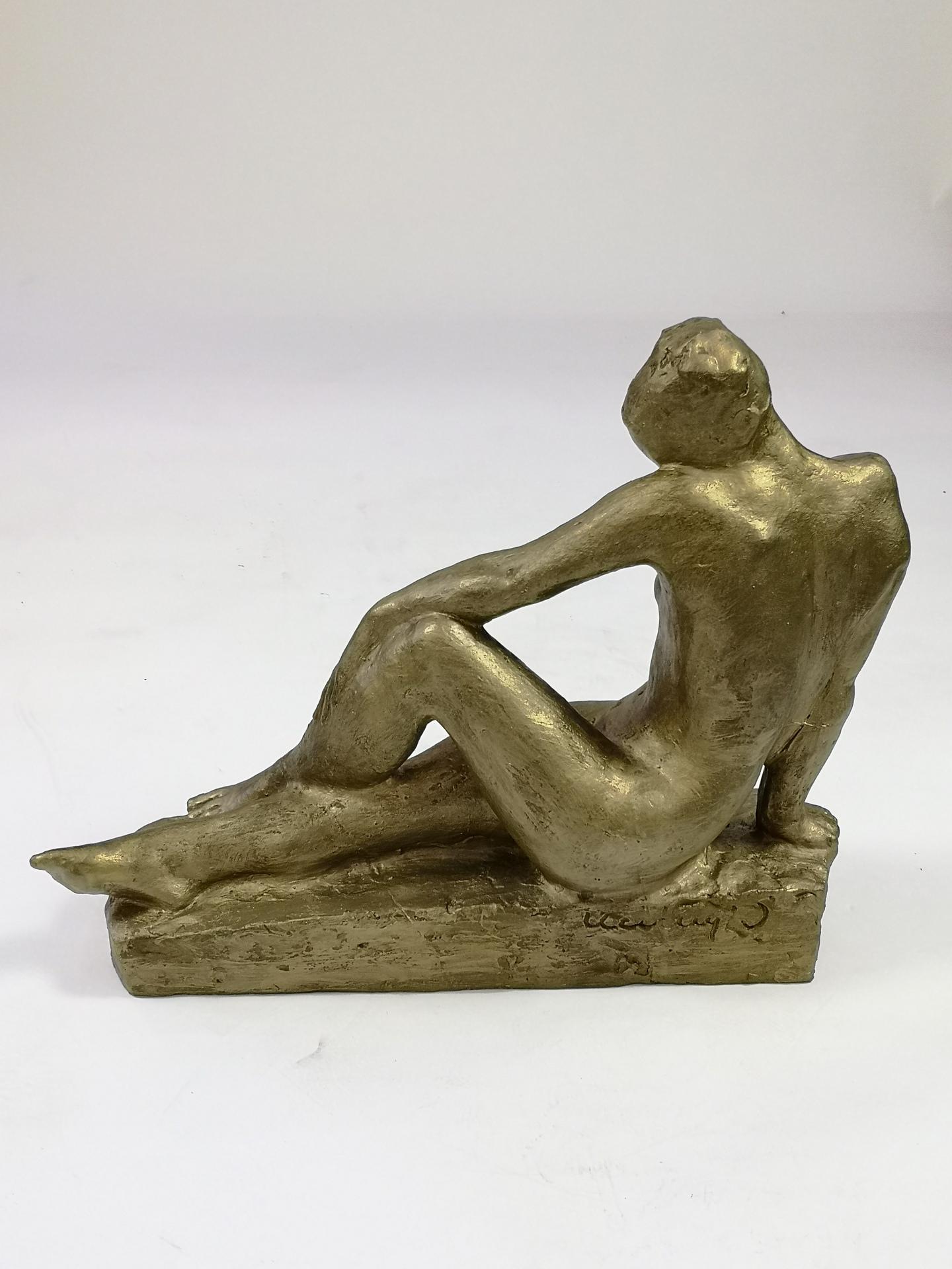 Art Deco Reclining Nude Sculpture by Jeno Kerenyi, 1950's