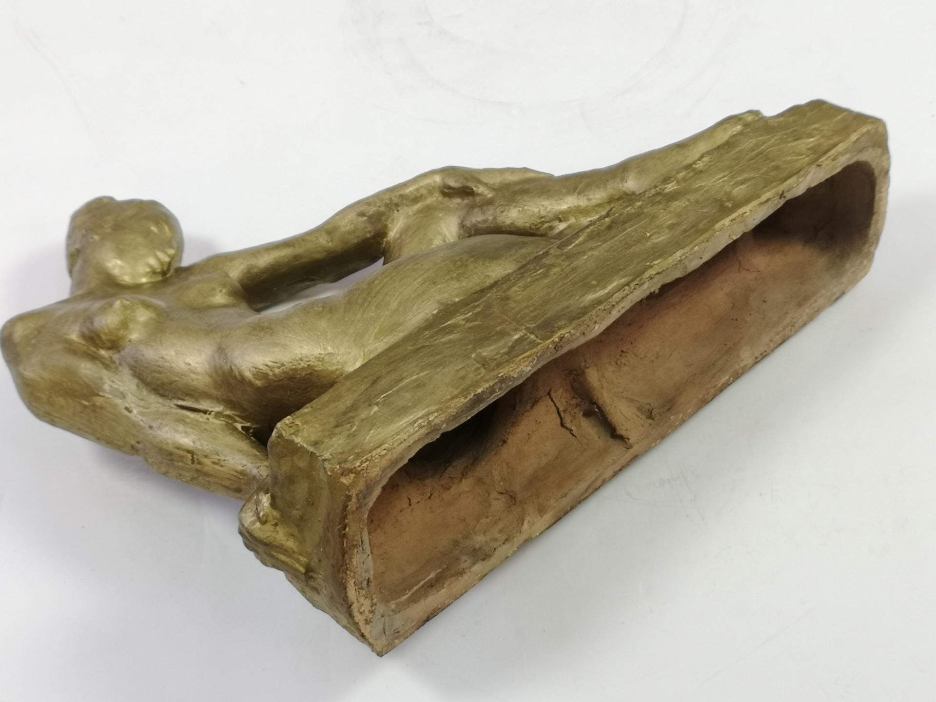 Terracotta Reclining Nude Sculpture by Jeno Kerenyi, 1950's