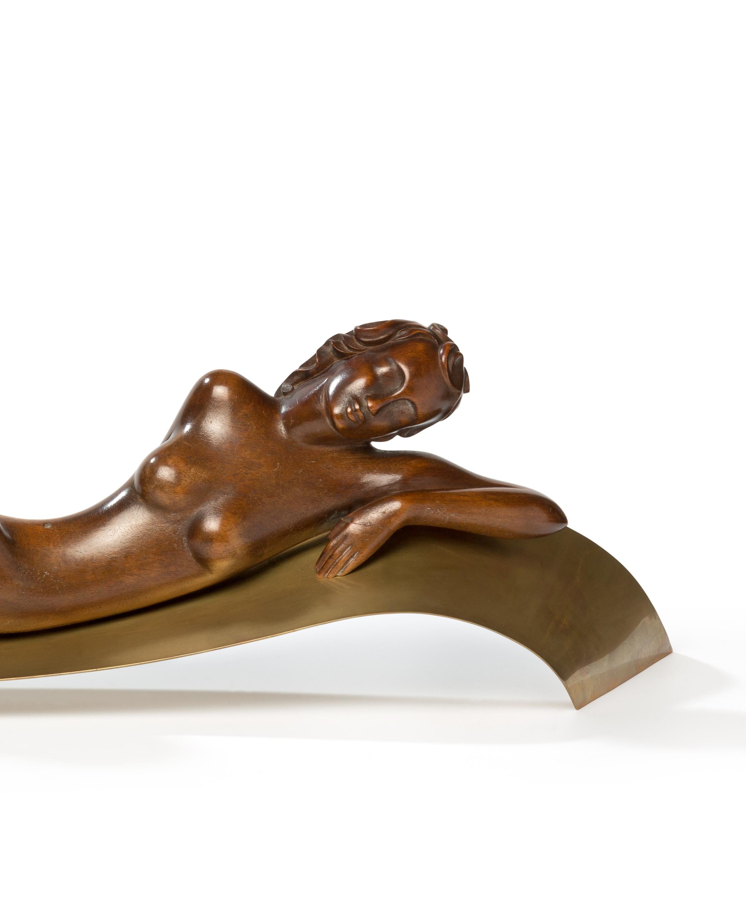 Austrian Hagenauer Werkstätte Reclining Nude Sculpture For Sale