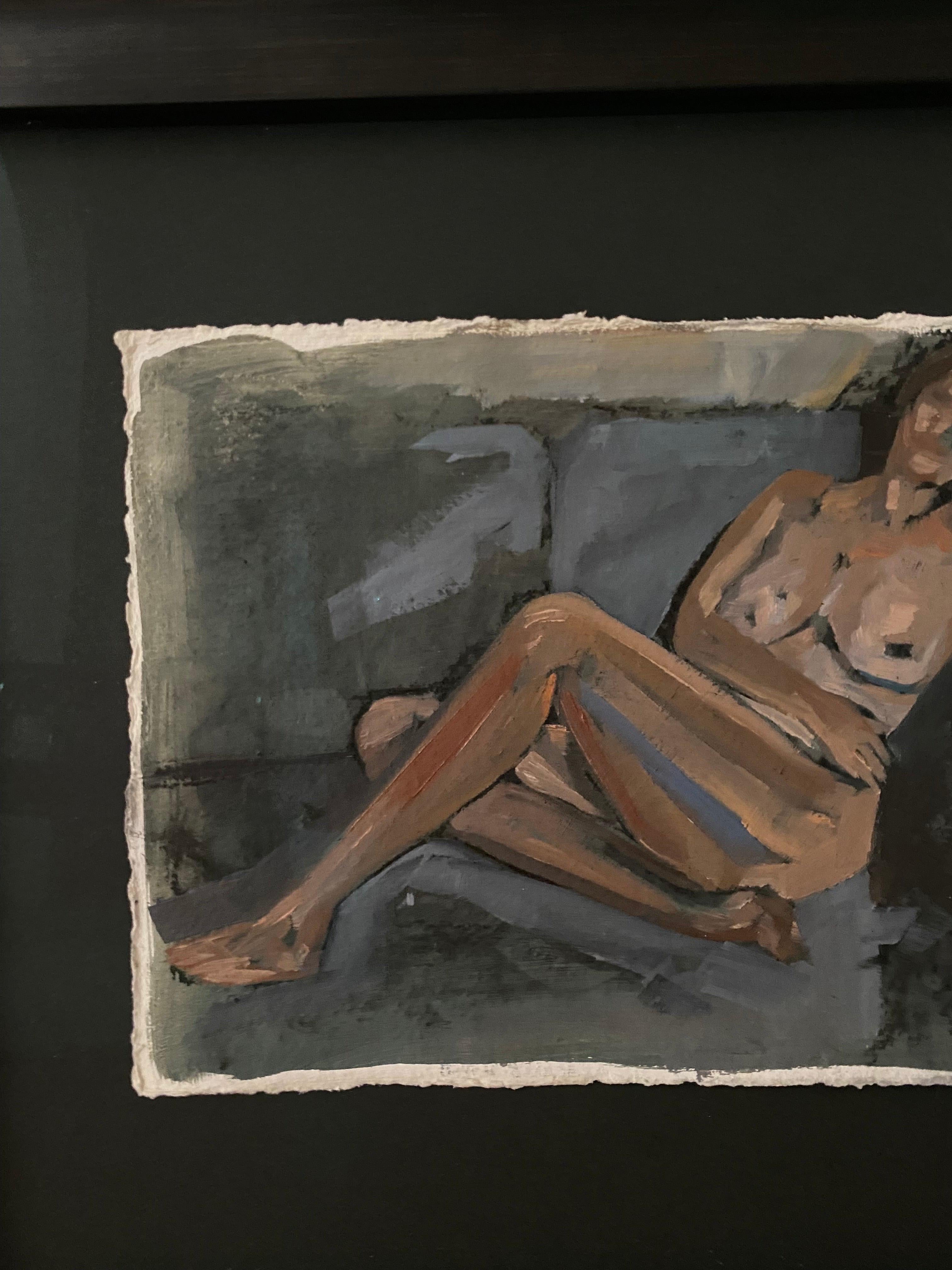 Painted ‘Reclining Nude with Shiraz’ by Melissa Clements For Sale