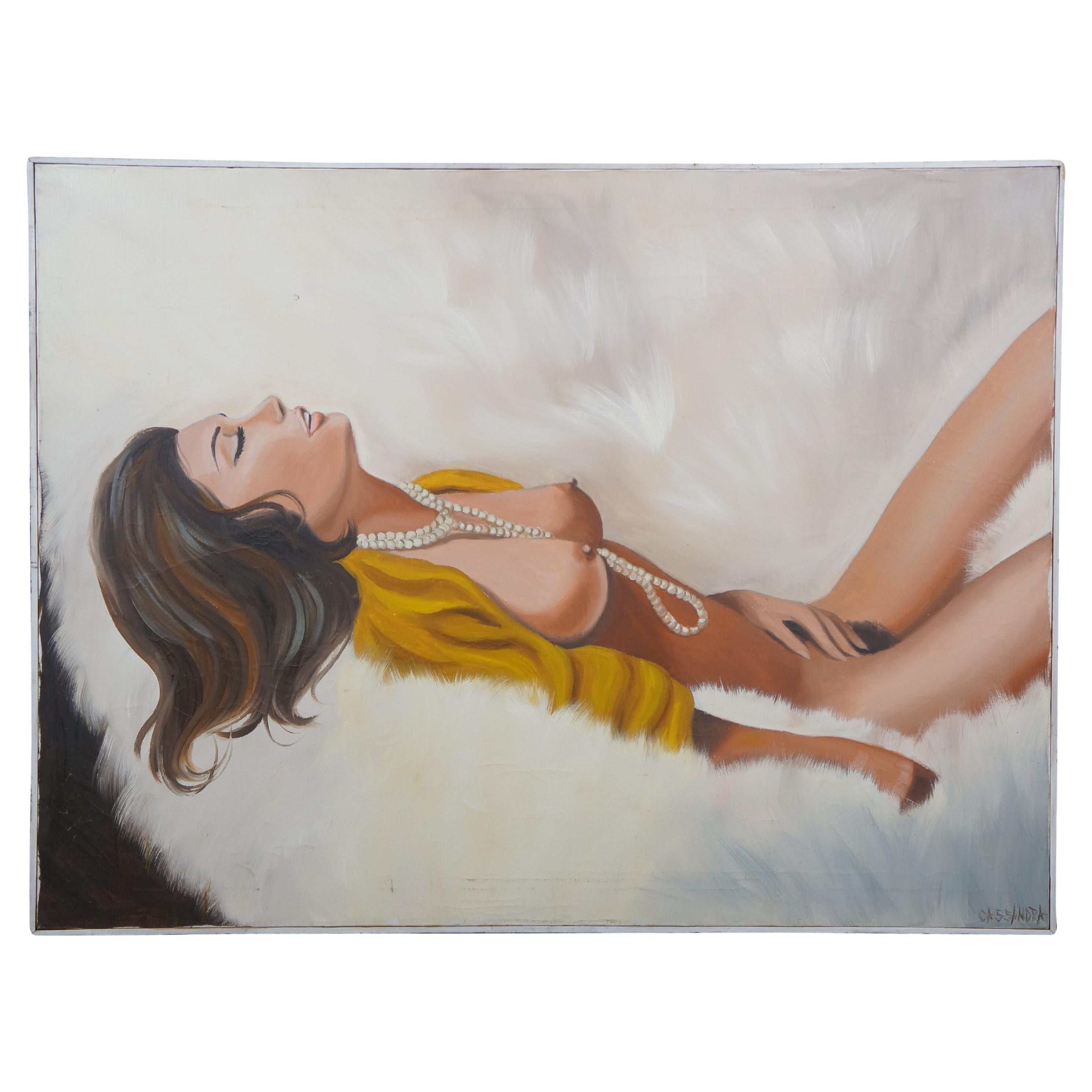 Donna nuda sdraiata - Ritratto su tela di Cassandra 41" in vendita