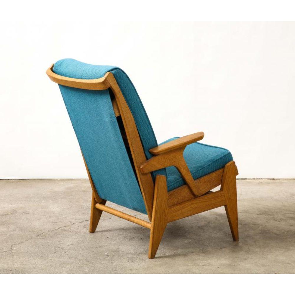 Modern Reclining Oak Armchair/Lounge Chair by Guillerme et Chambron, circa 1950 For Sale