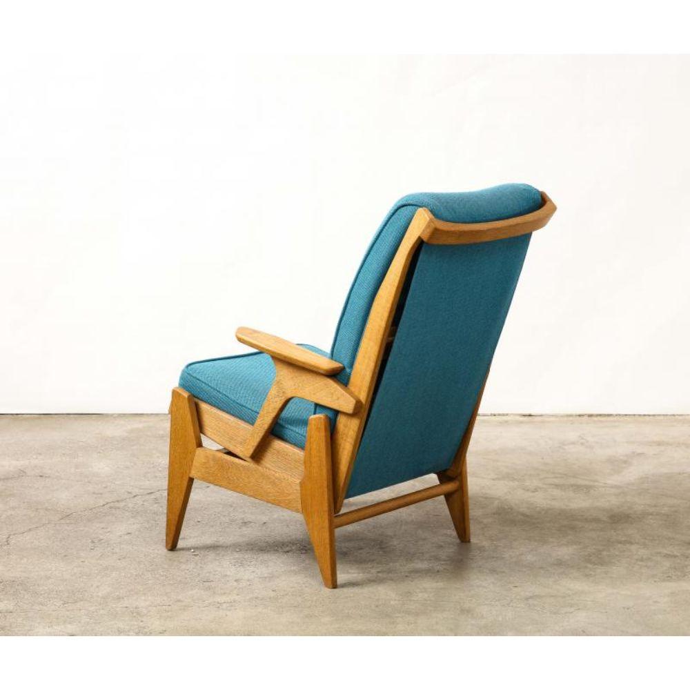 French Reclining Oak Armchair/Lounge Chair by Guillerme et Chambron, circa 1950 For Sale