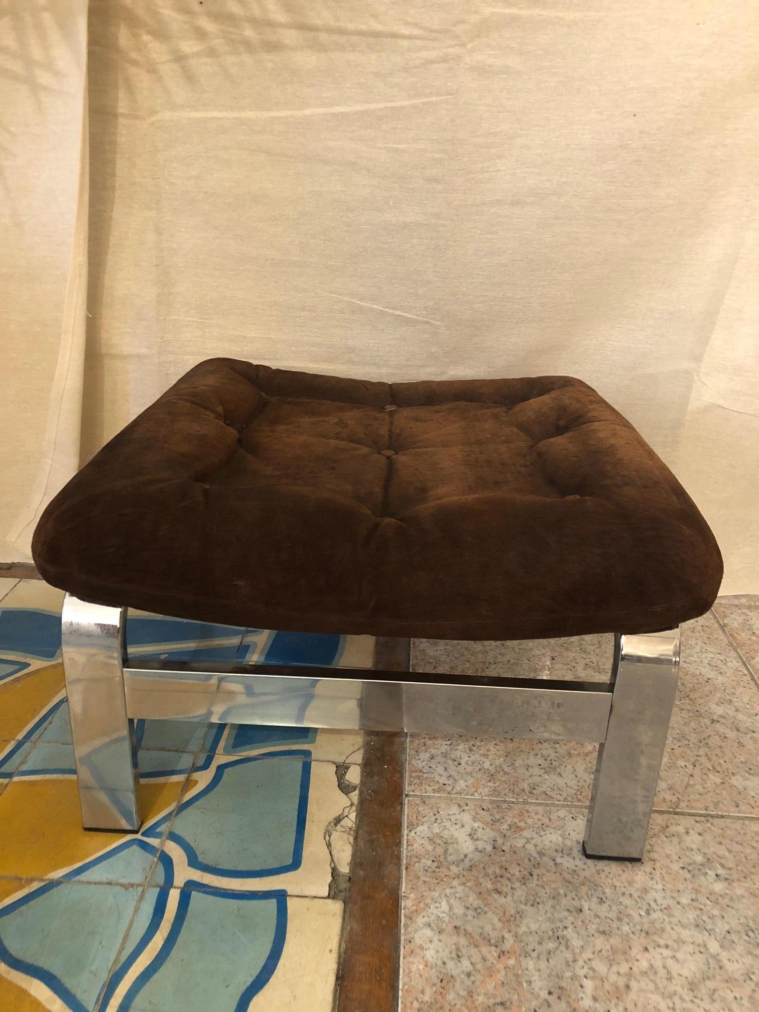 Reclining Suede Armchair with its Matching Ottoman 4