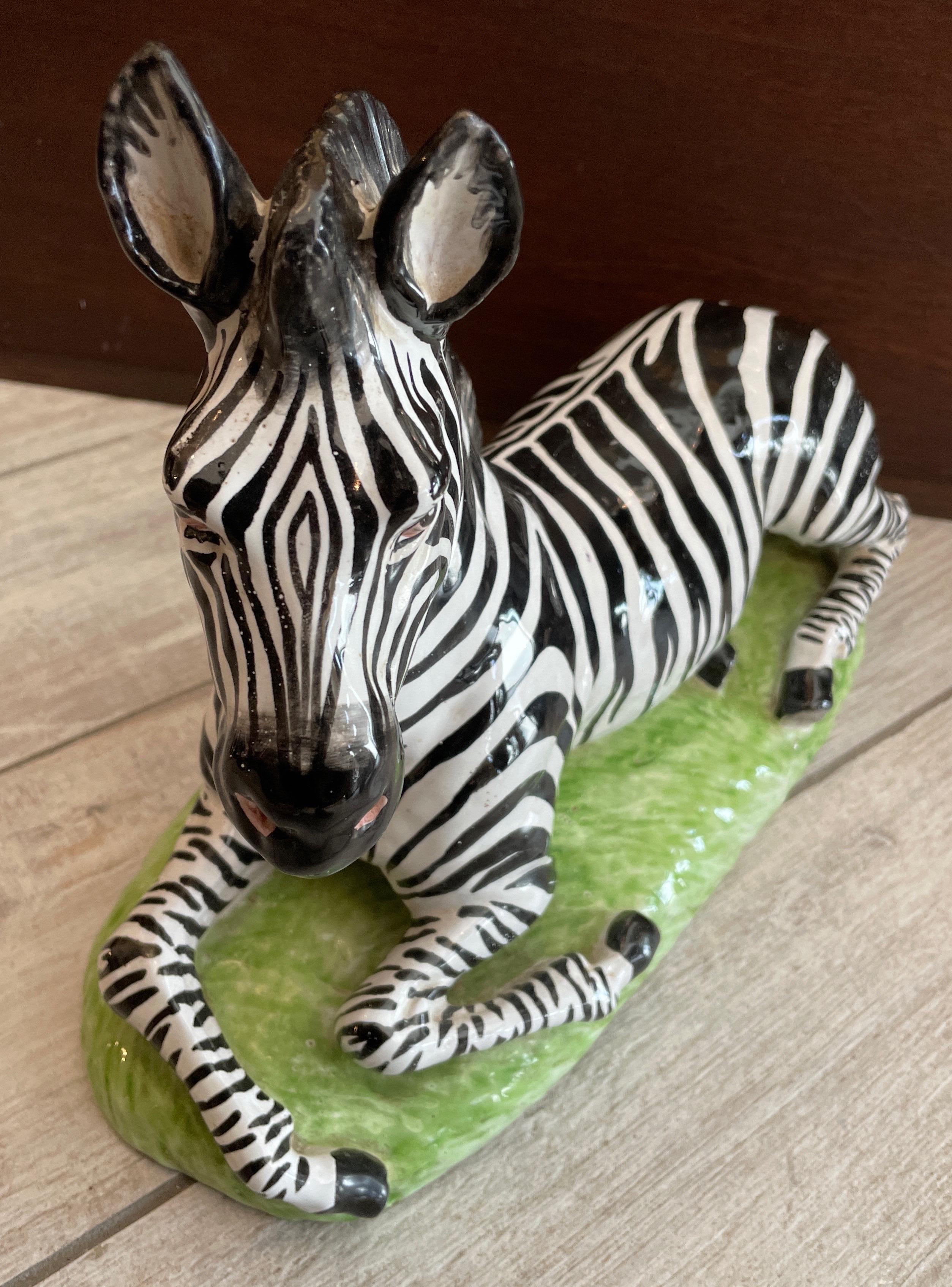  Terra Cotta Zebra Figurine In Good Condition In West Palm Beach, FL