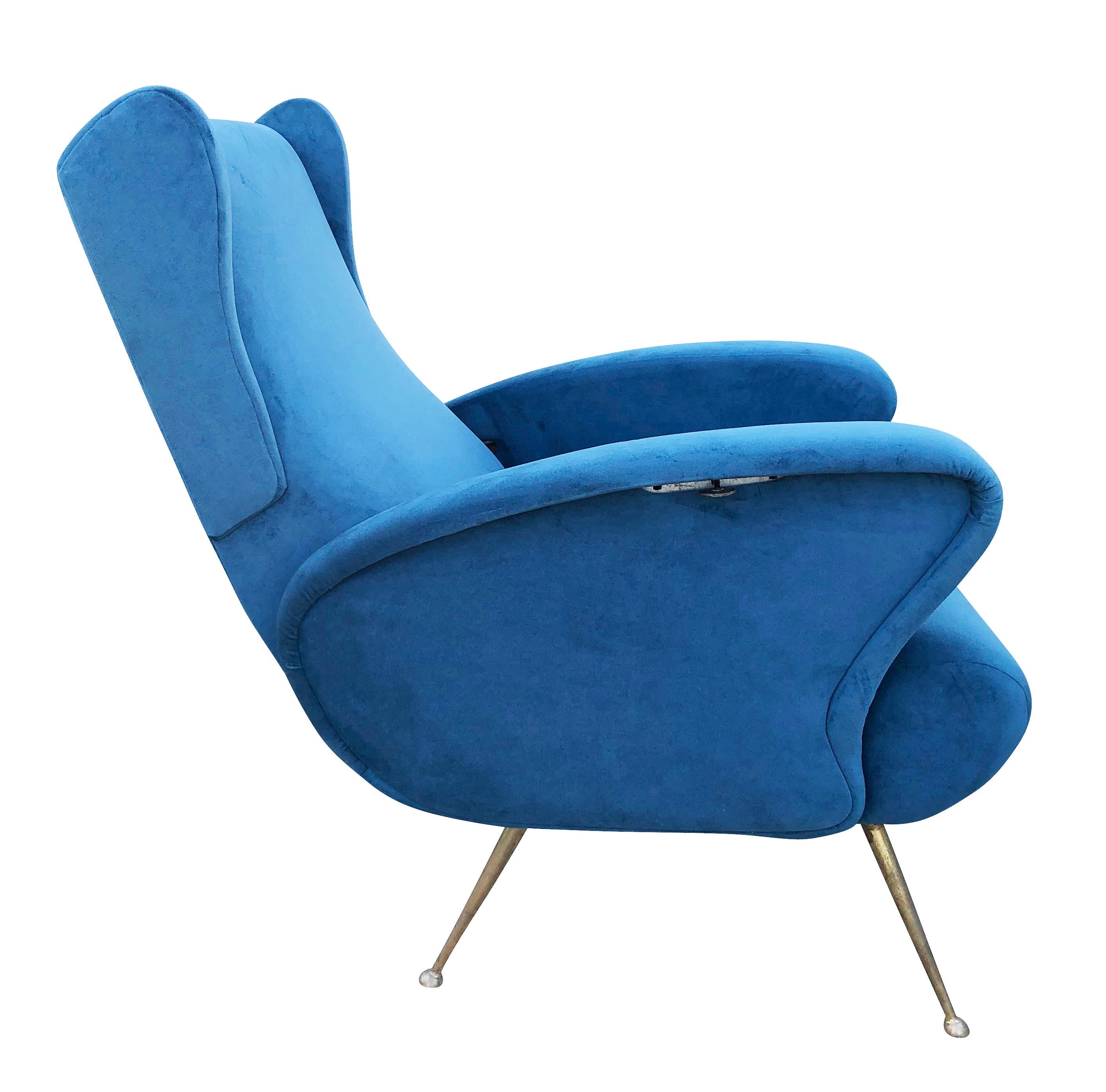 Mid-Century Modern Reclining Wing Chair, Italy, 1960s