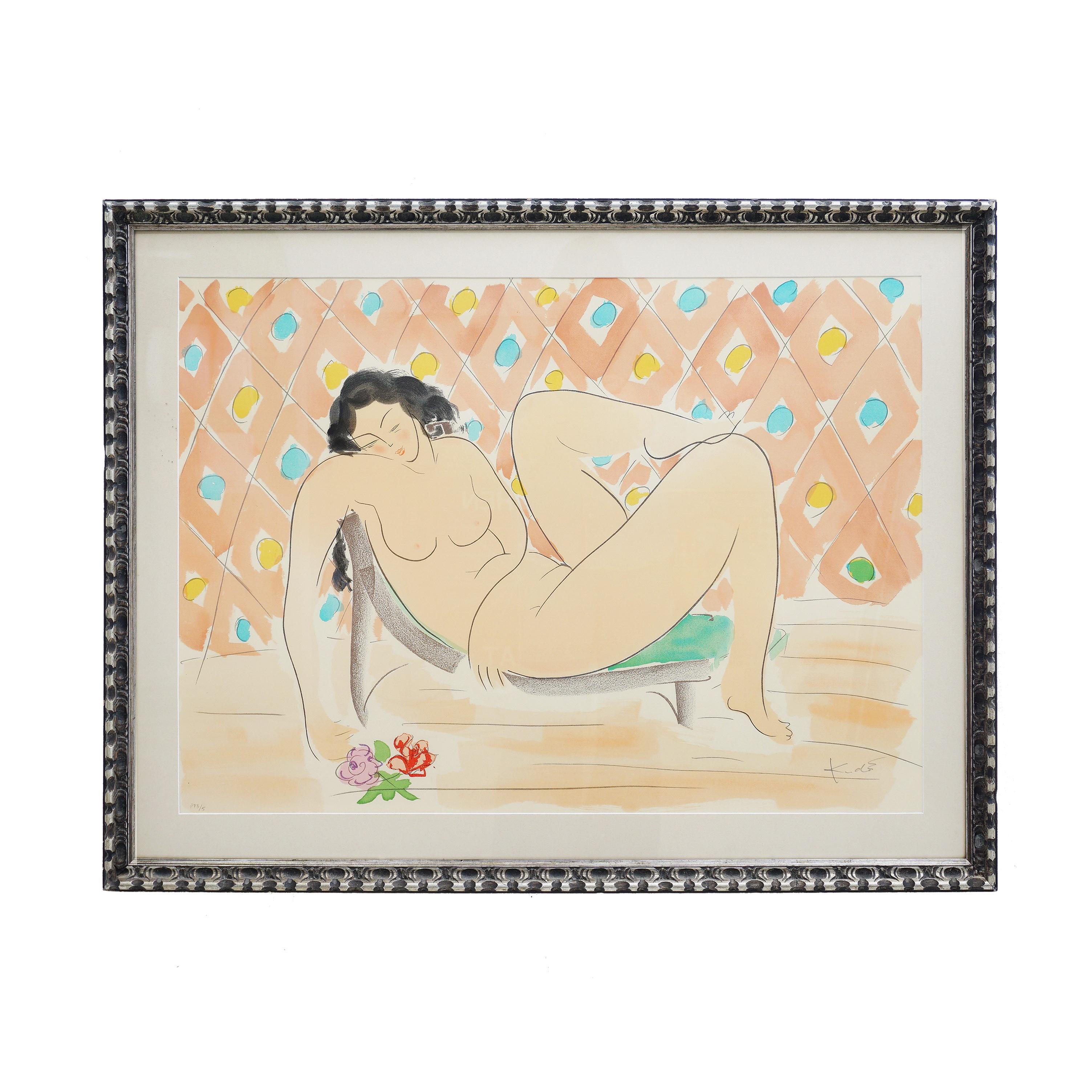 Late 20th Century Reclining with Roses by Muramasa Kudo, 1980s For Sale