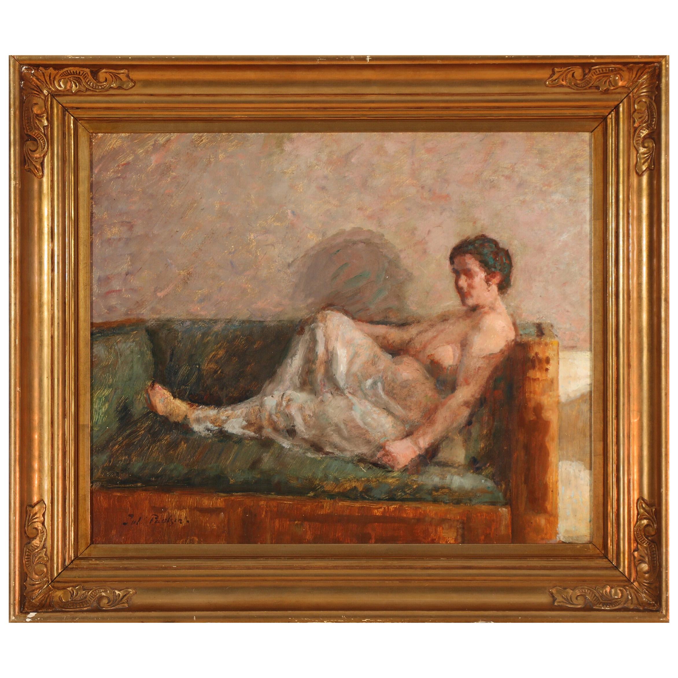 Reclining Woman, by Julius Paulsen For Sale