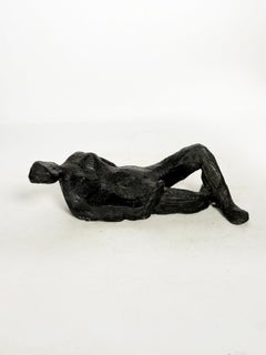 Reclining Woman Sculpture in Chamotte Clay, France, 1970s