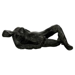Reclining Woman Sculpture in Chamotte Clay, France, 1970s