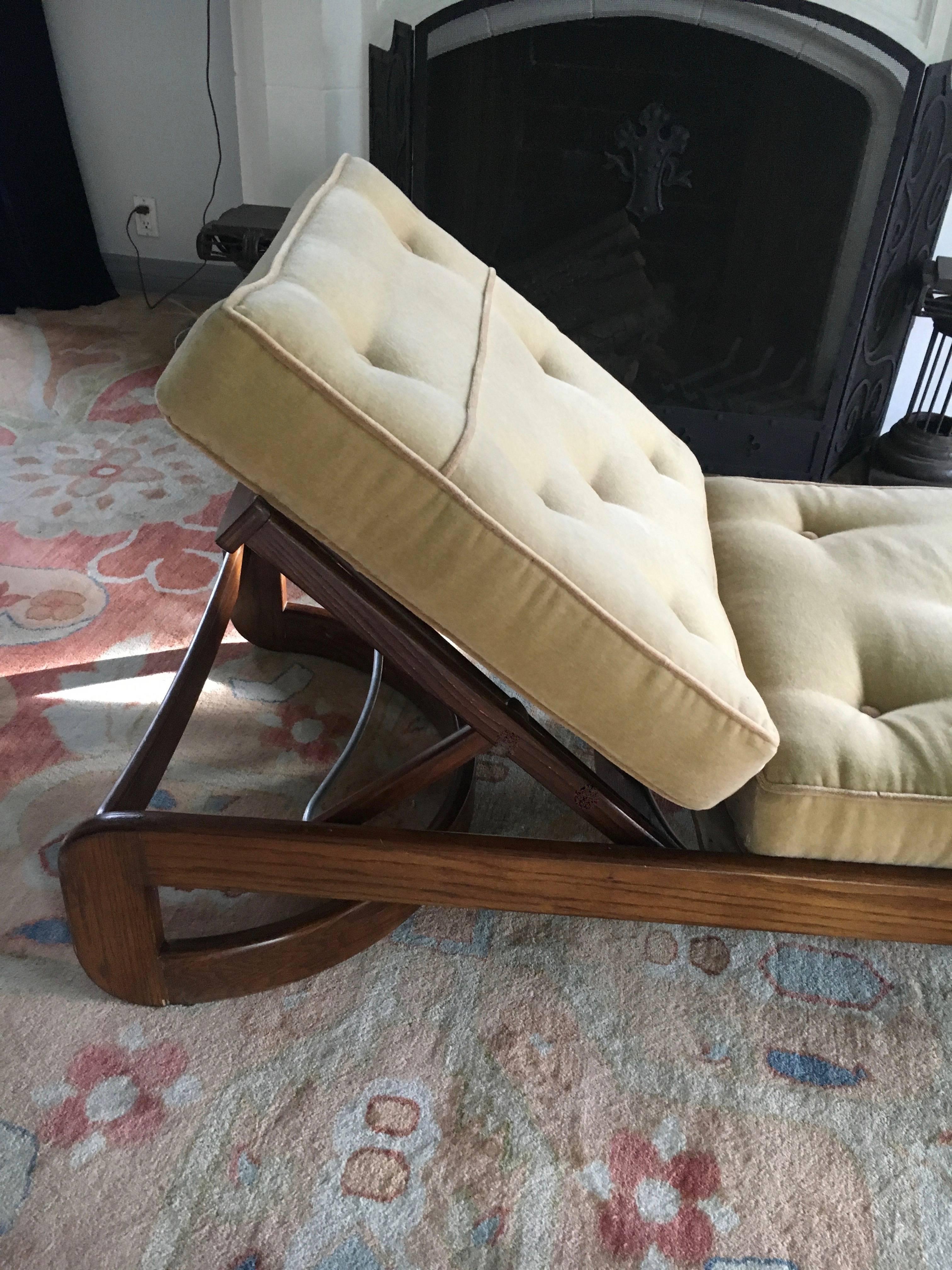 Reclining Wooden Chaise in Mohair 2