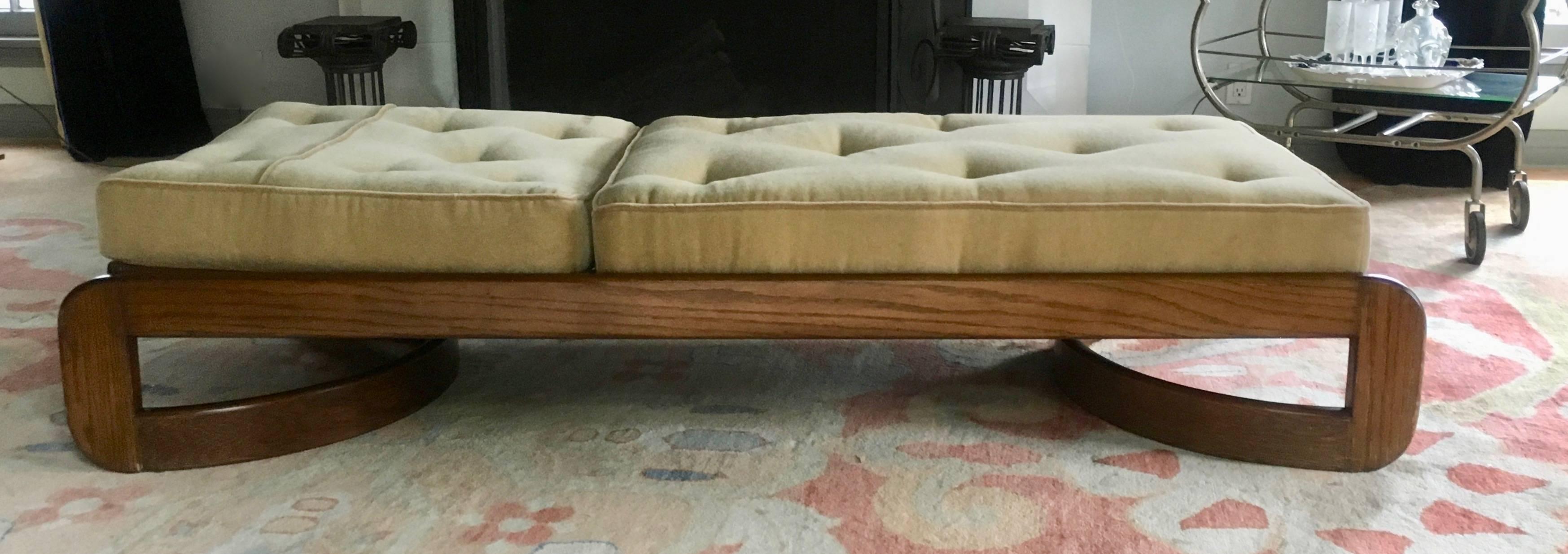 Reclining Wooden Chaise in Mohair 4