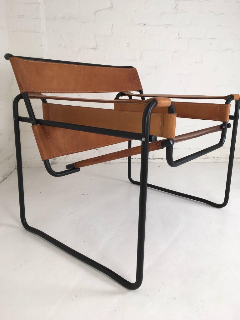 Reconditioned Marcel Breuer Wassily Chair With Black Frame At 1stdibs