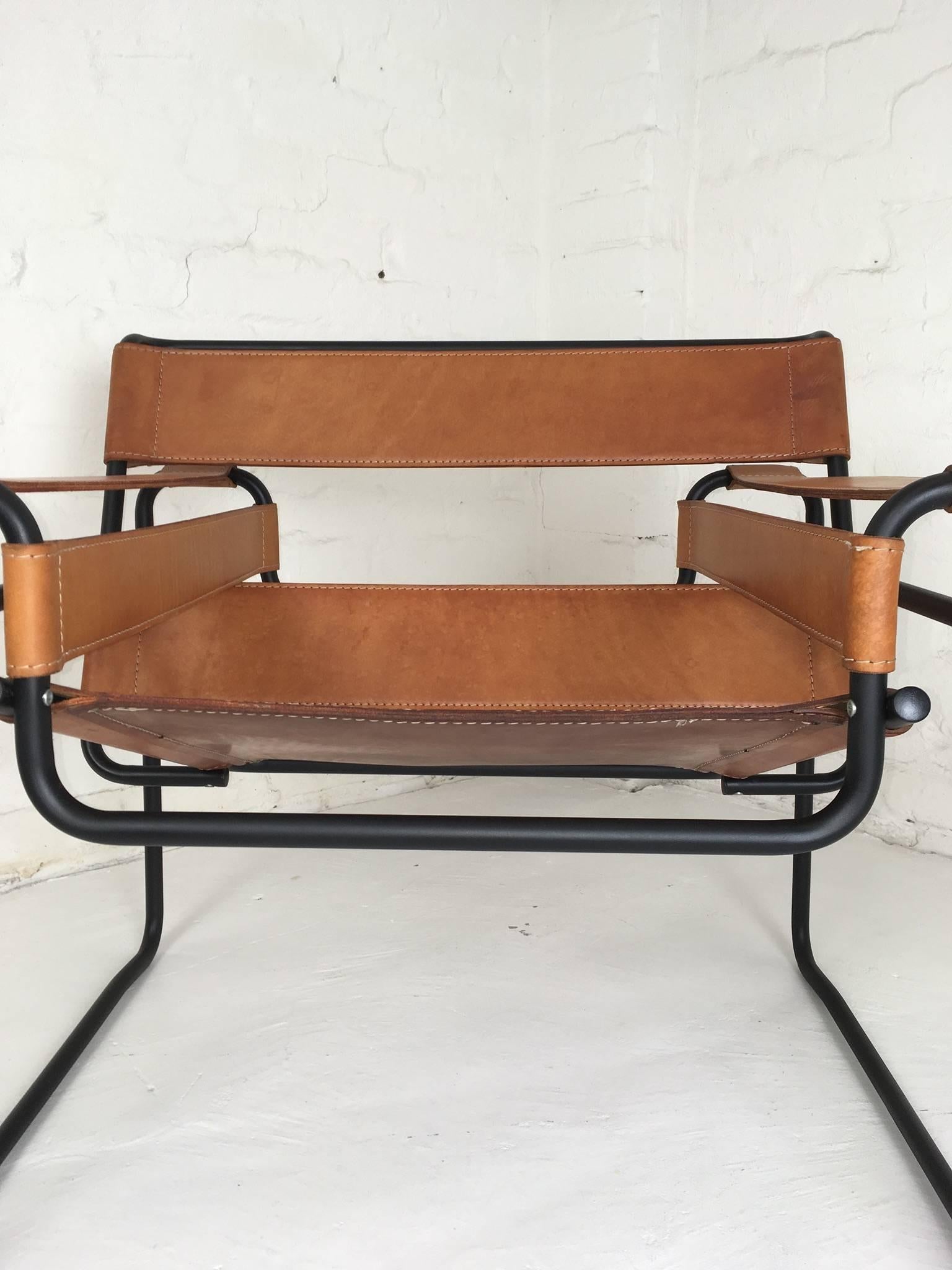 Italian Reconditioned Marcel Breuer Wassily Chair with Black Frame